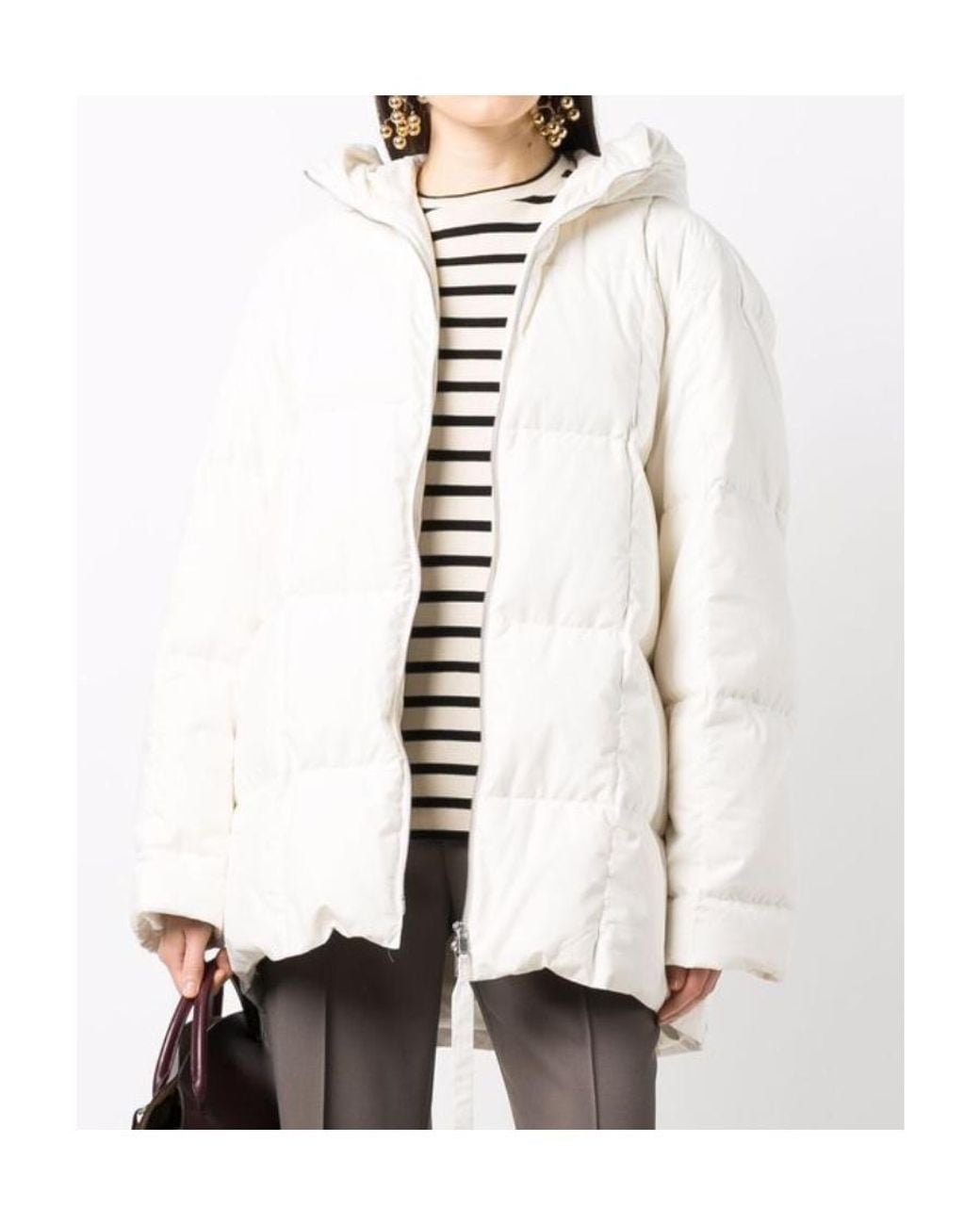 Jil Sander White Padded Zipped Coat