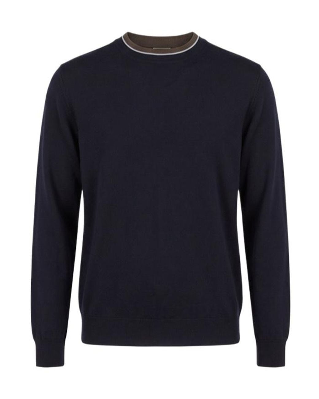 Peserico Blue Striped Crew-Neck Knit Top for men