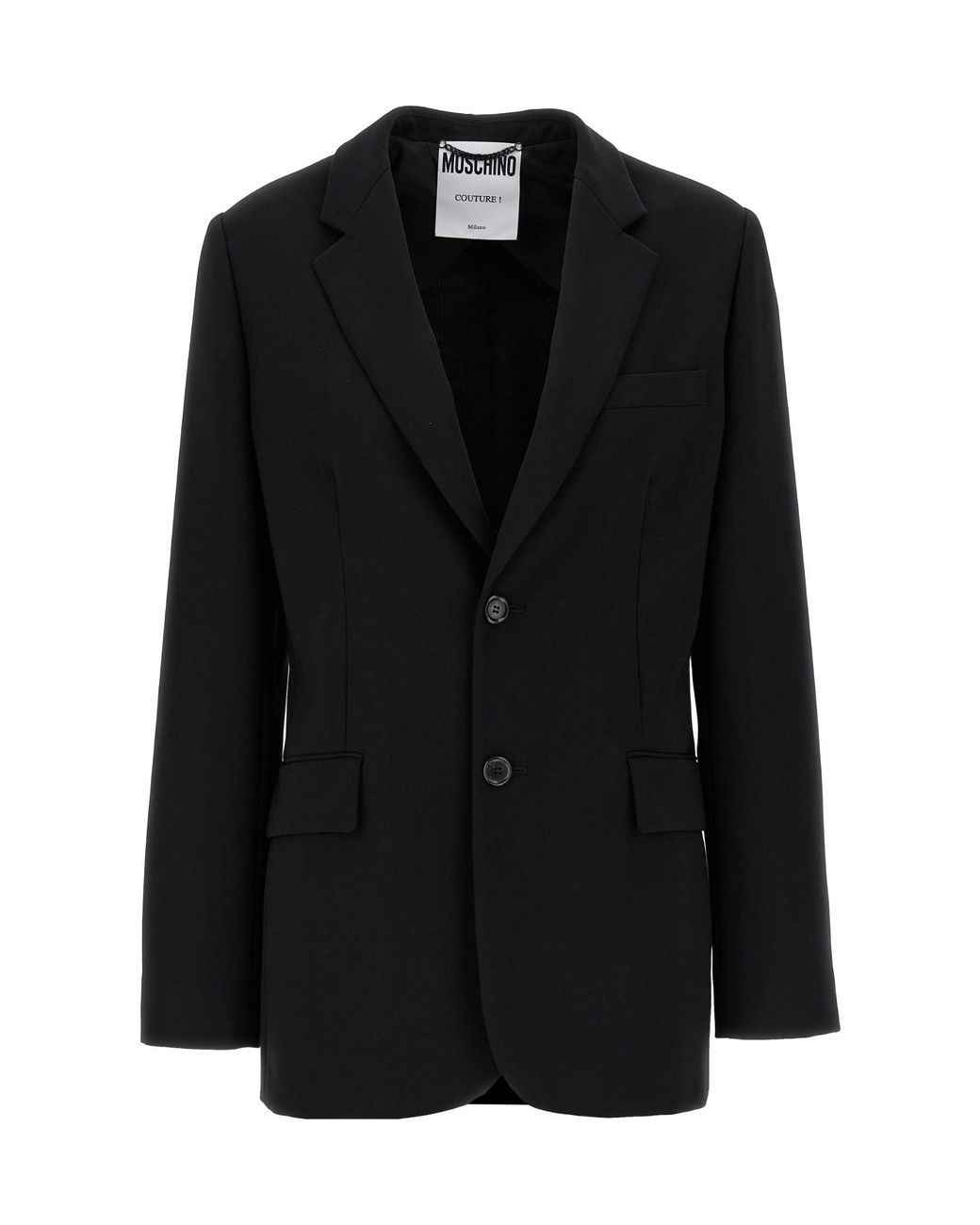 Moschino Black Single-Breasted Martingale Blazer