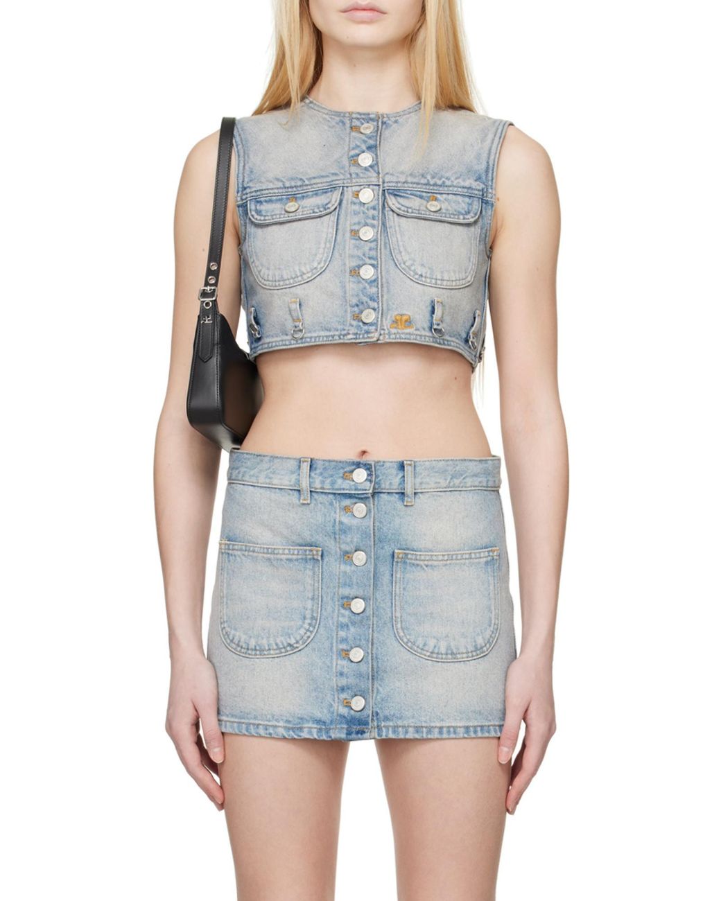 Courreges Blue Courrèges Multiflex Denim Cropped Vest