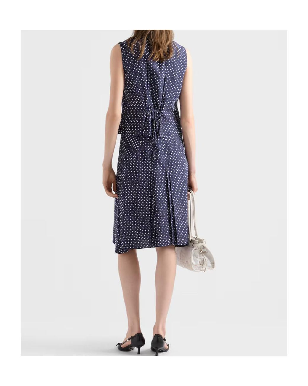 Prada Blue Polka-Dot Marocain Skirt