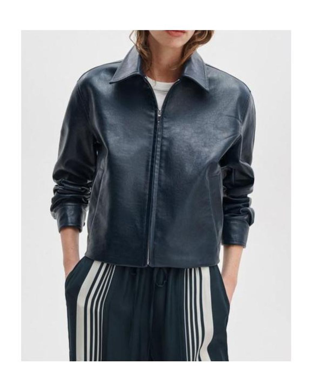 Rag & Bone Blue Zip-Up Collared Jacket