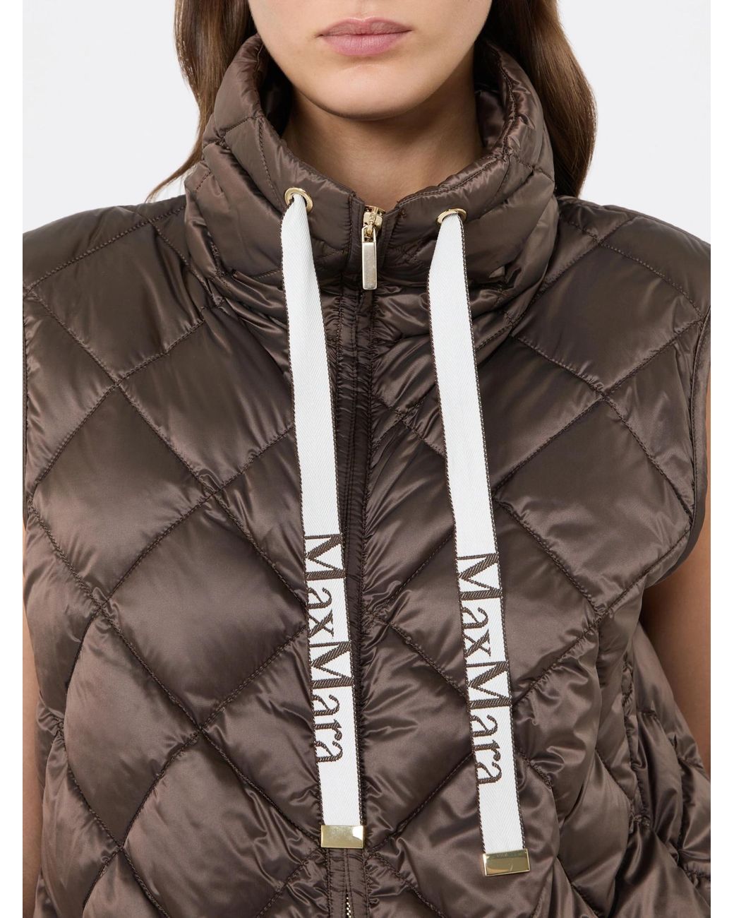 Max Mara Brown Quilted Turtleneck Gilet