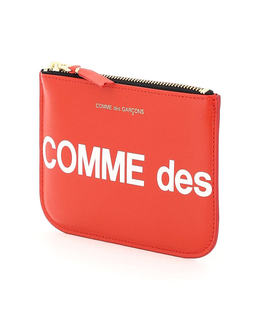 Comme des Garçons Red Comme Des Garçons Wallet Logo Printed Zip-Up Small Clutch Bag