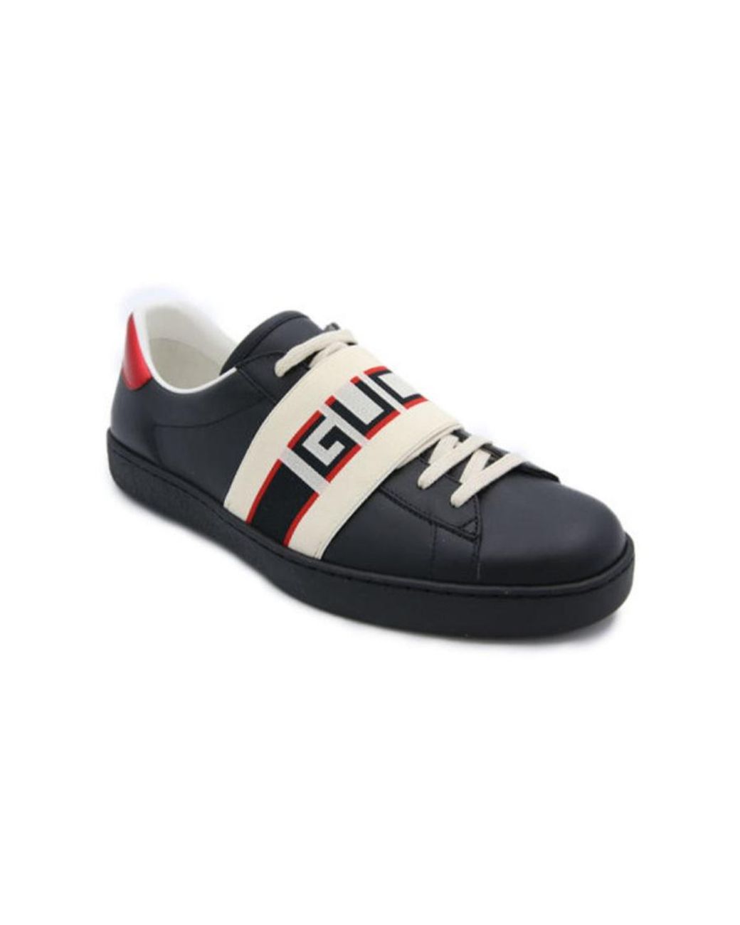 Gucci Black 523469 Ace Shoes Calf-skin Leather Casual Sneakers (GGM1715) for men