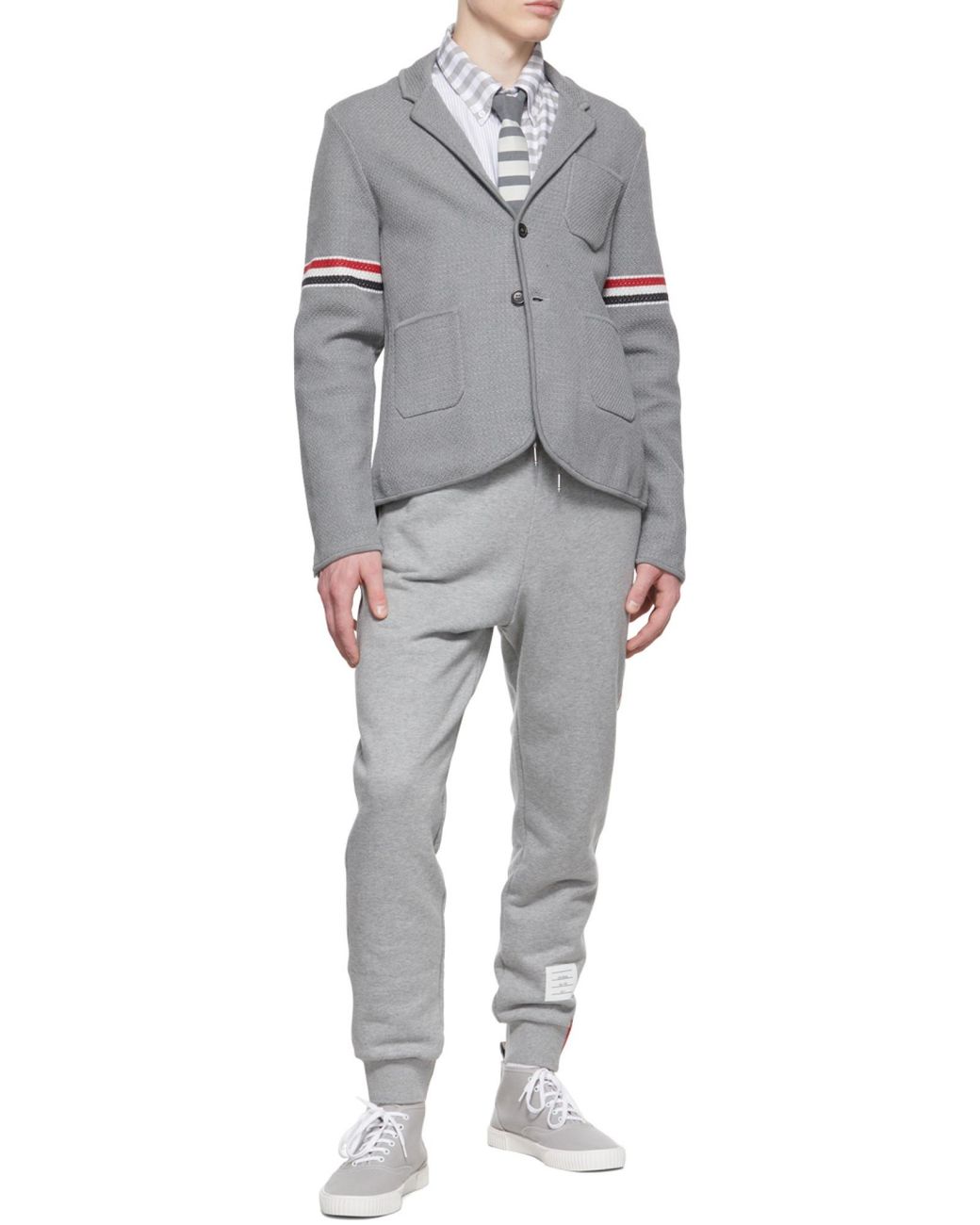 Thom Browne Gray Rwb Stripe Track Pants for men