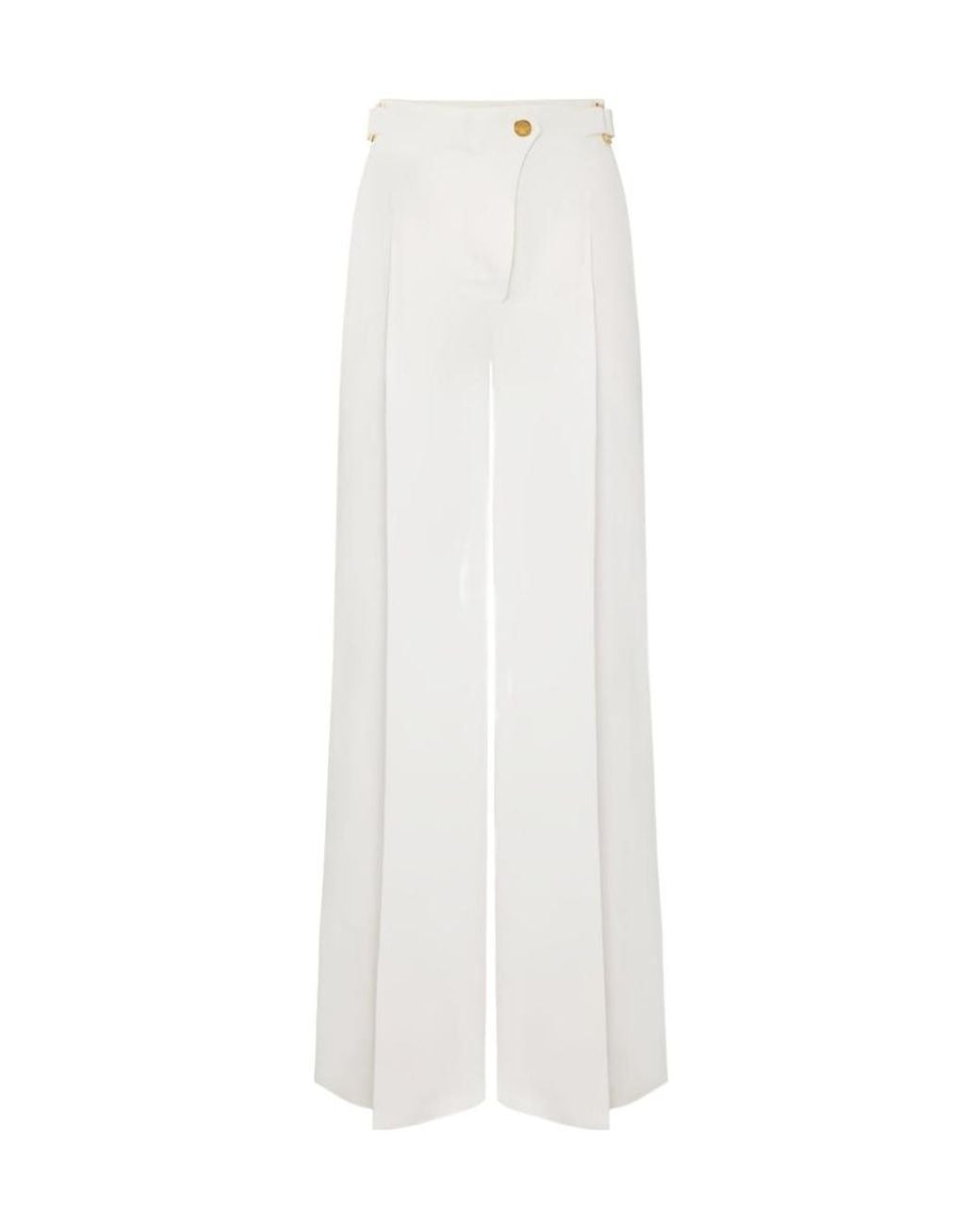 Elisabetta Franchi White High-Waist Wide-Leg Pants