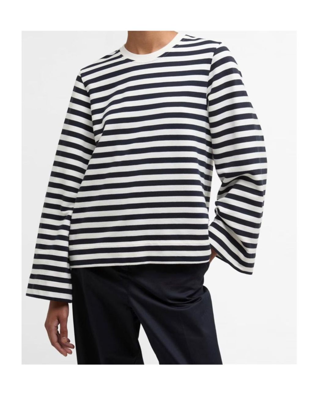 Barbour Black Striped Crew Neck Sweatshirt
