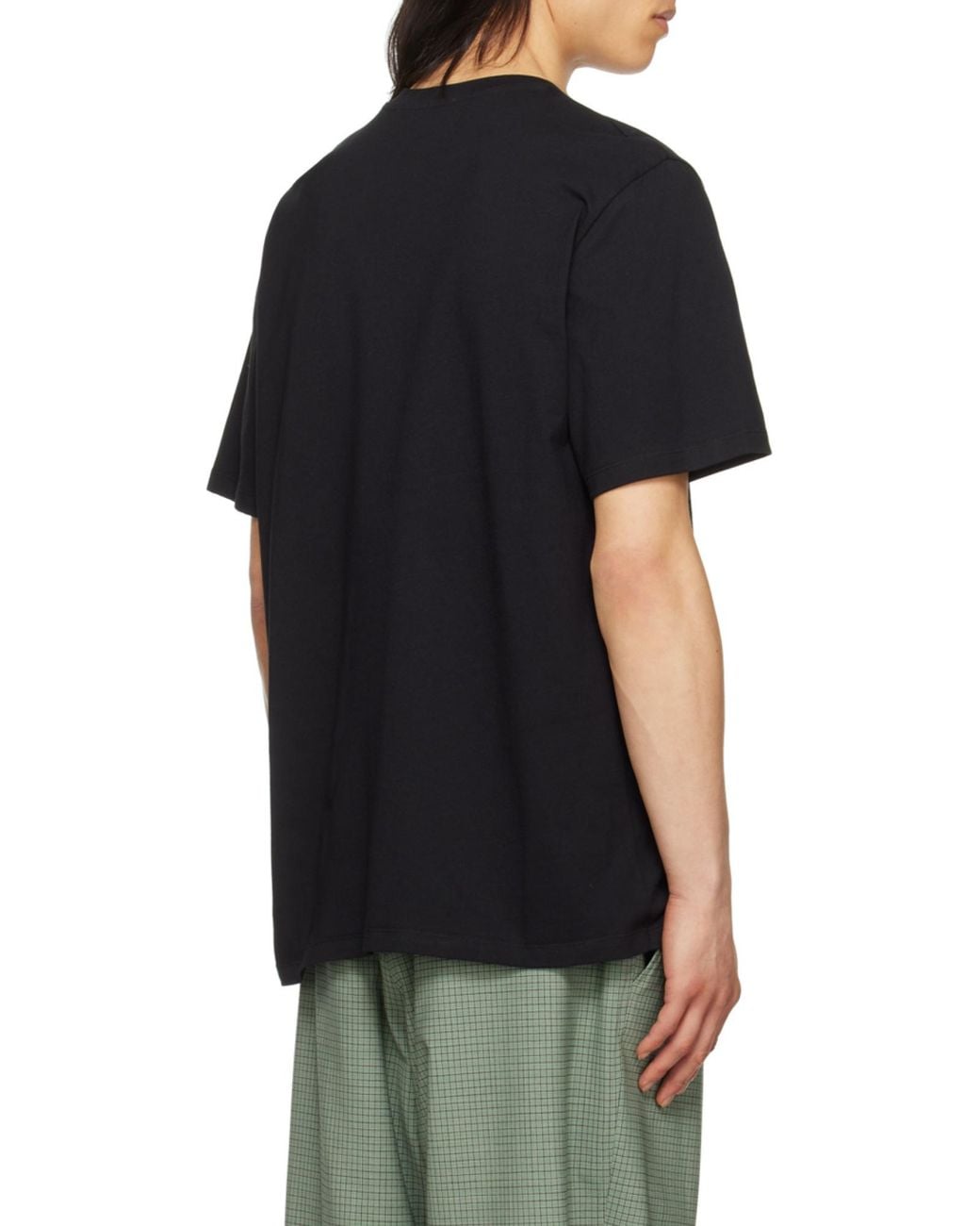 MSGM Black Logo Printed Crewneck T-Shirt for men