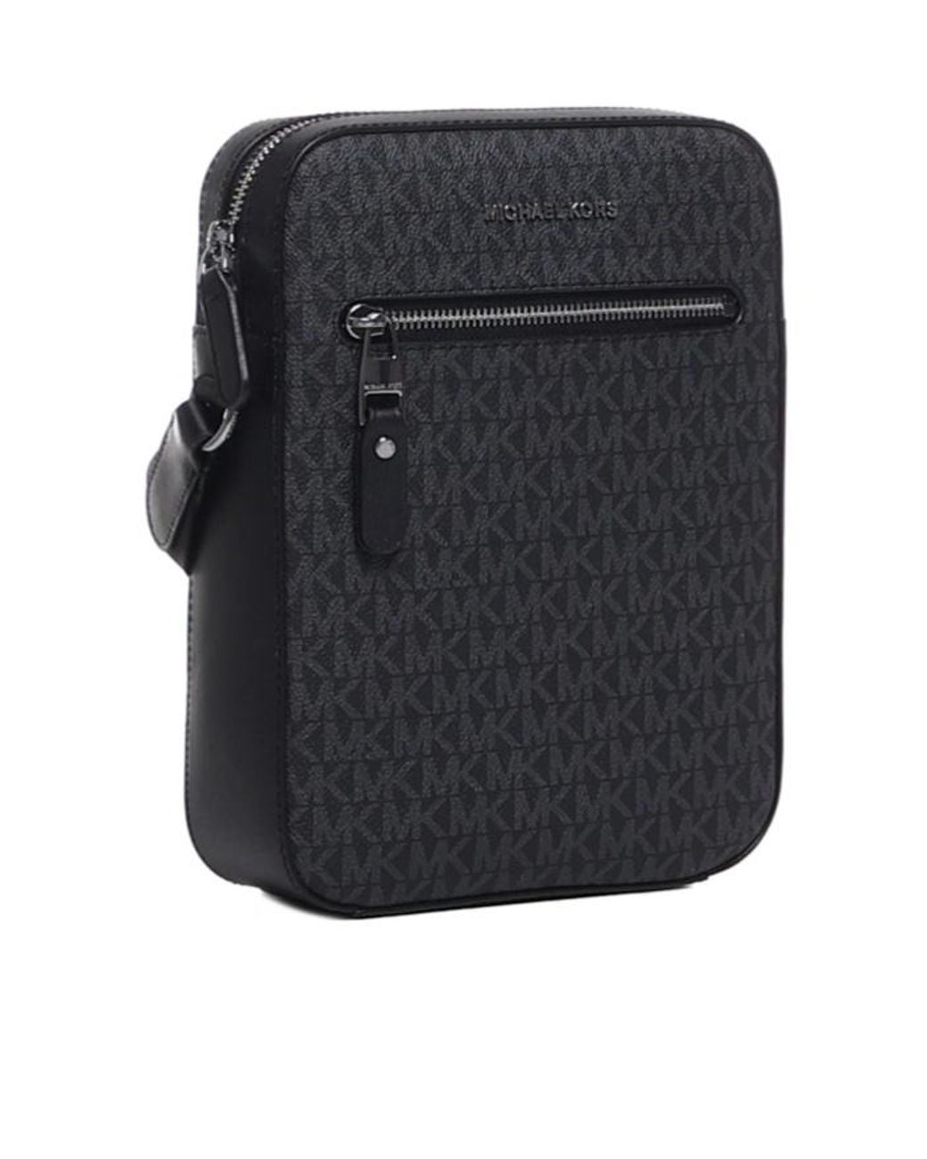 Michael Kors Black Varick Logo Detailed Zipped Messenger Bag for men