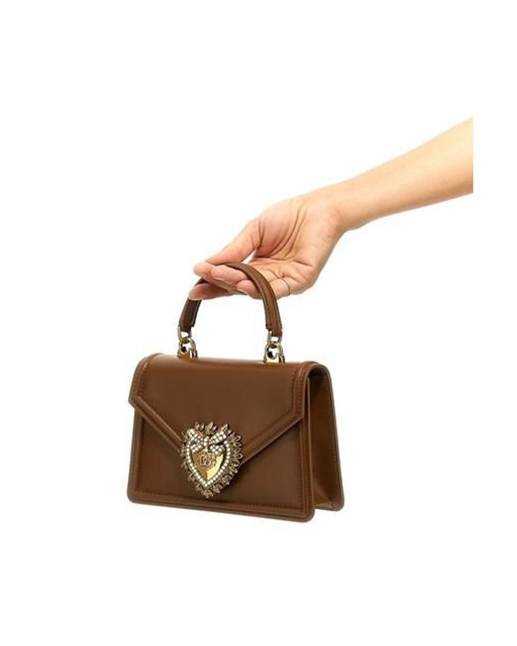 Dolce & Gabbana Brown Devotion Embellished Small Tote Bag