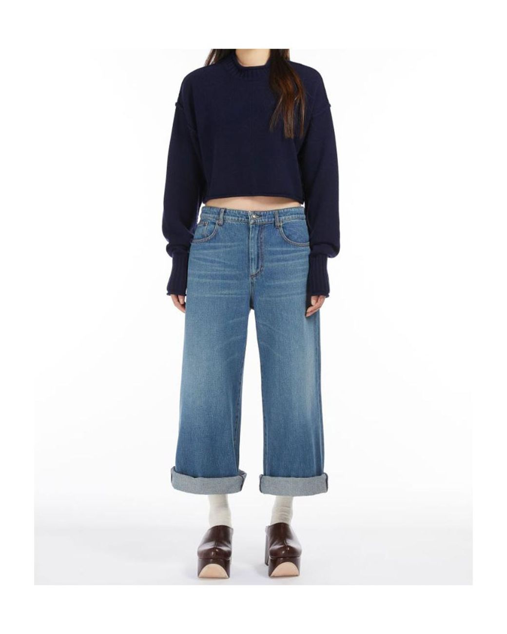 Sportmax Blue Crewneck Long-Sleeved Jumper