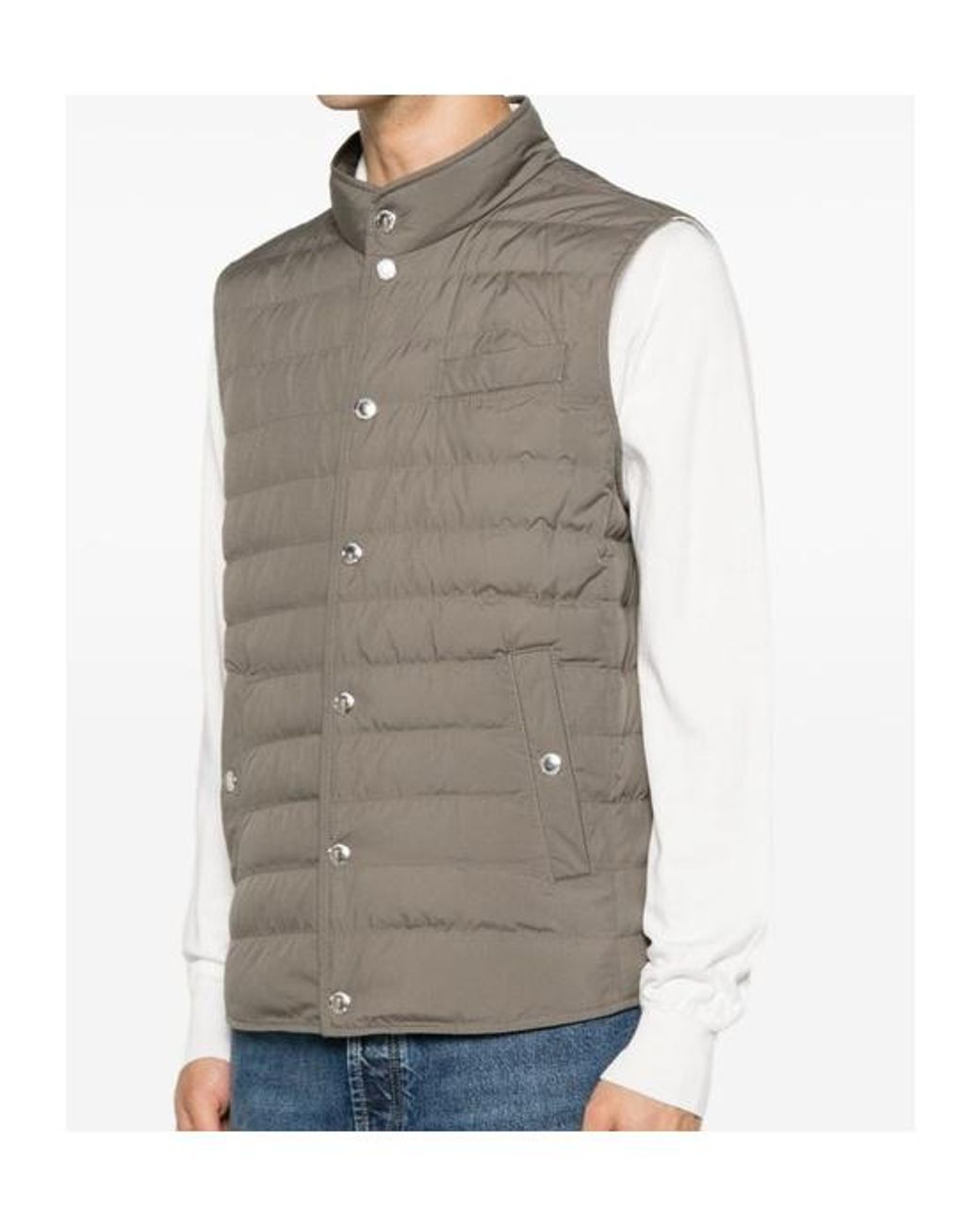 Brunello Cucinelli Gray Lightweight Techno Fabric Down Vest for men