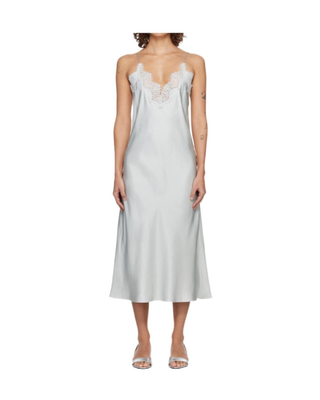 Rohe Gray Lace Slip Dress