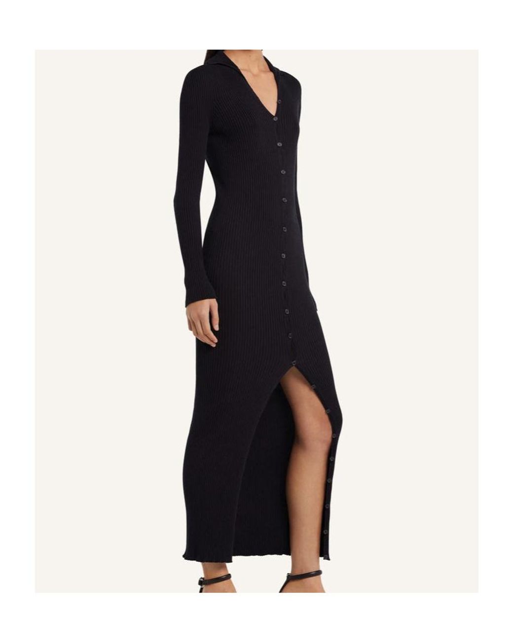 Courreges Black Button-Down Midi Dress