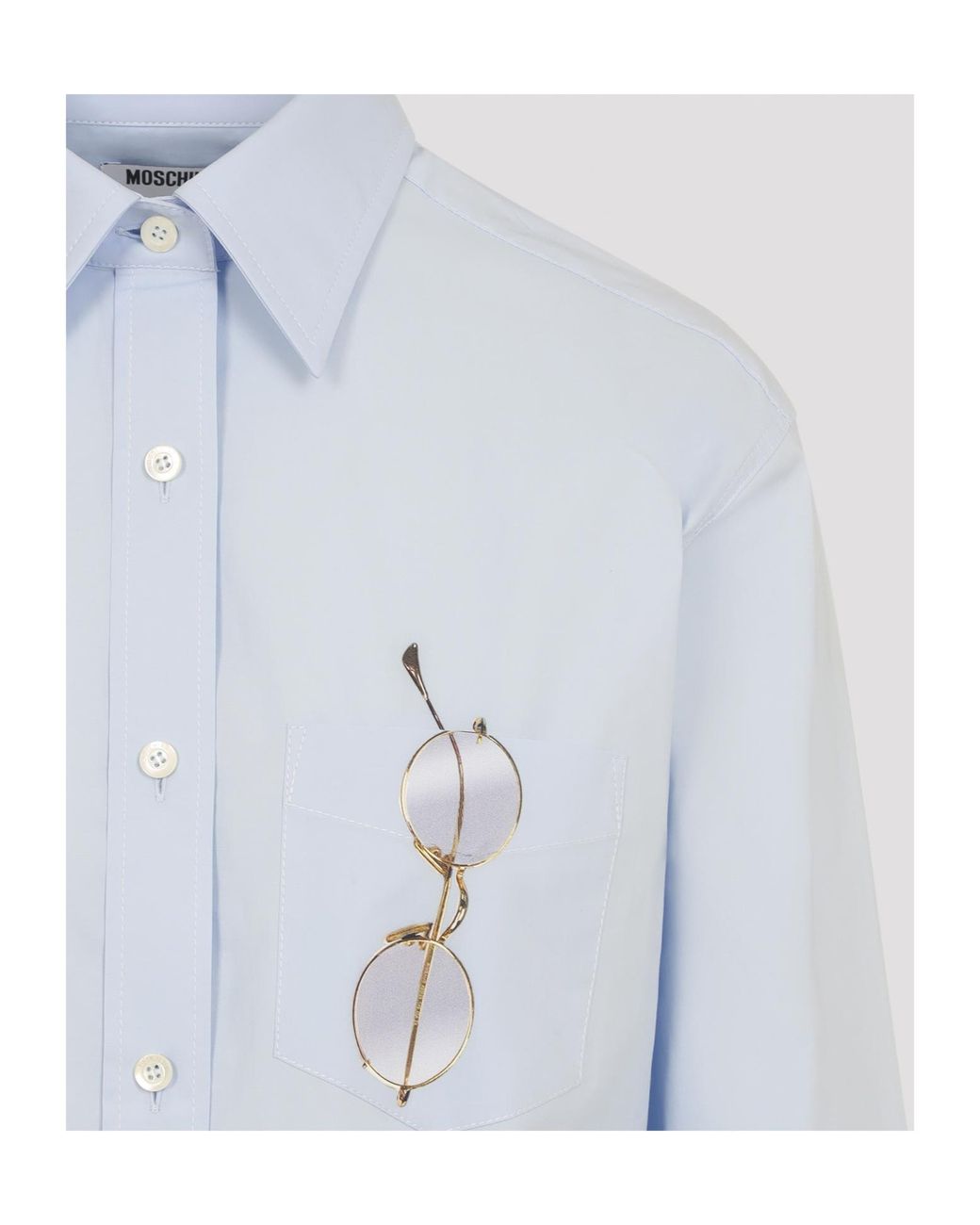 Moschino Blue Buckle Long-Sleeved Shirt