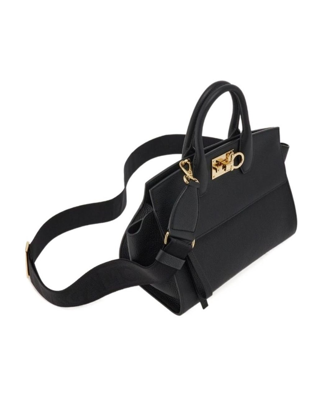 Ferragamo Black Ferragamo Studio Gancini Tote Bag