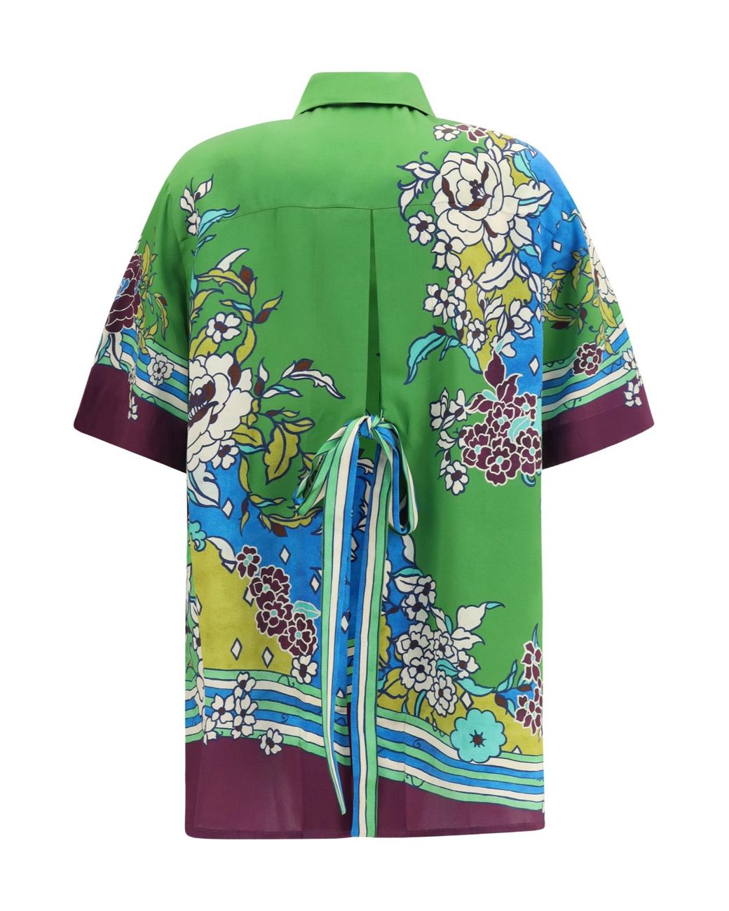 ALÉMAIS Green Nanci Printed Tie-Back Shirt