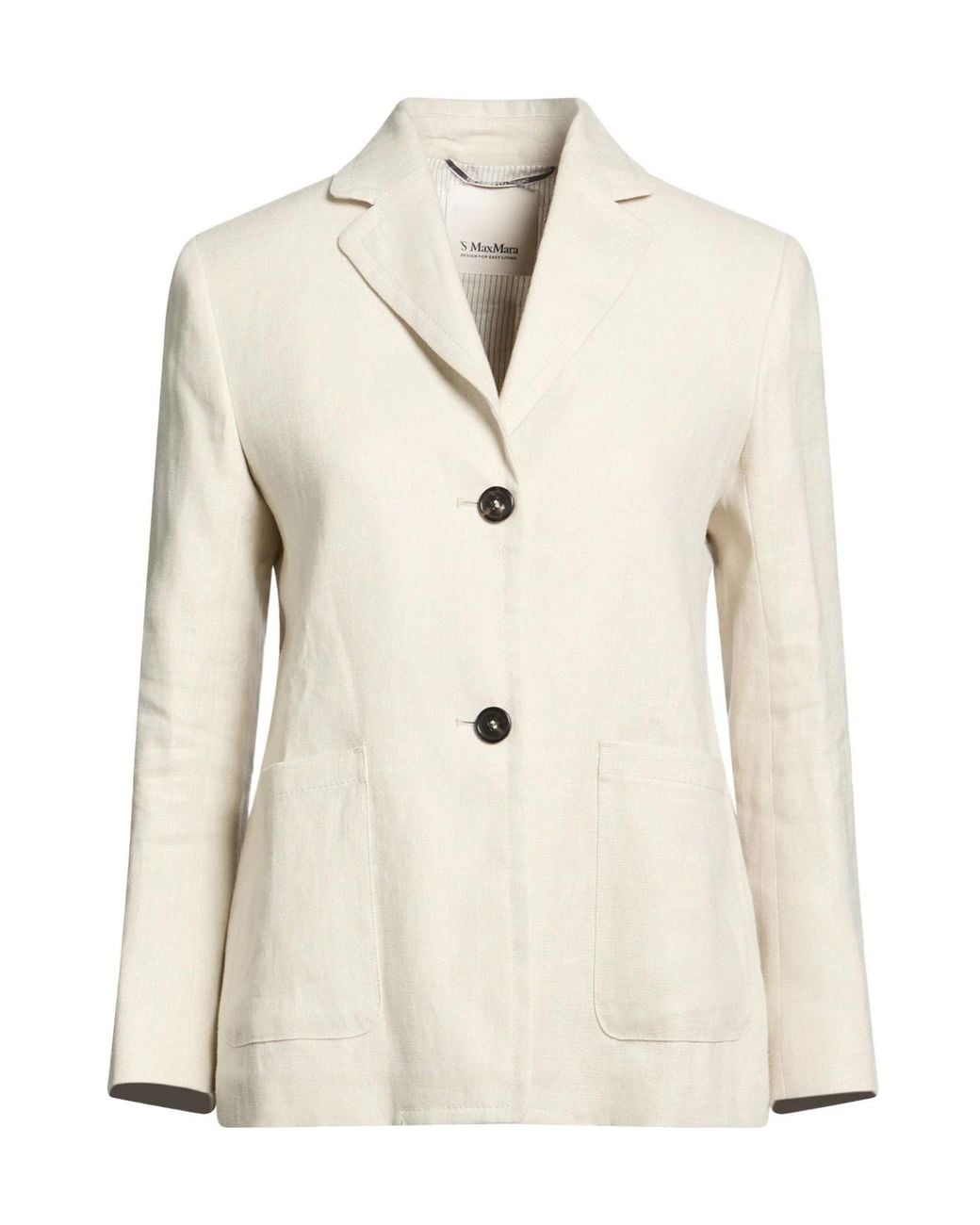 Max Mara Natural Minimalist Single-Breasted Linen Blazer