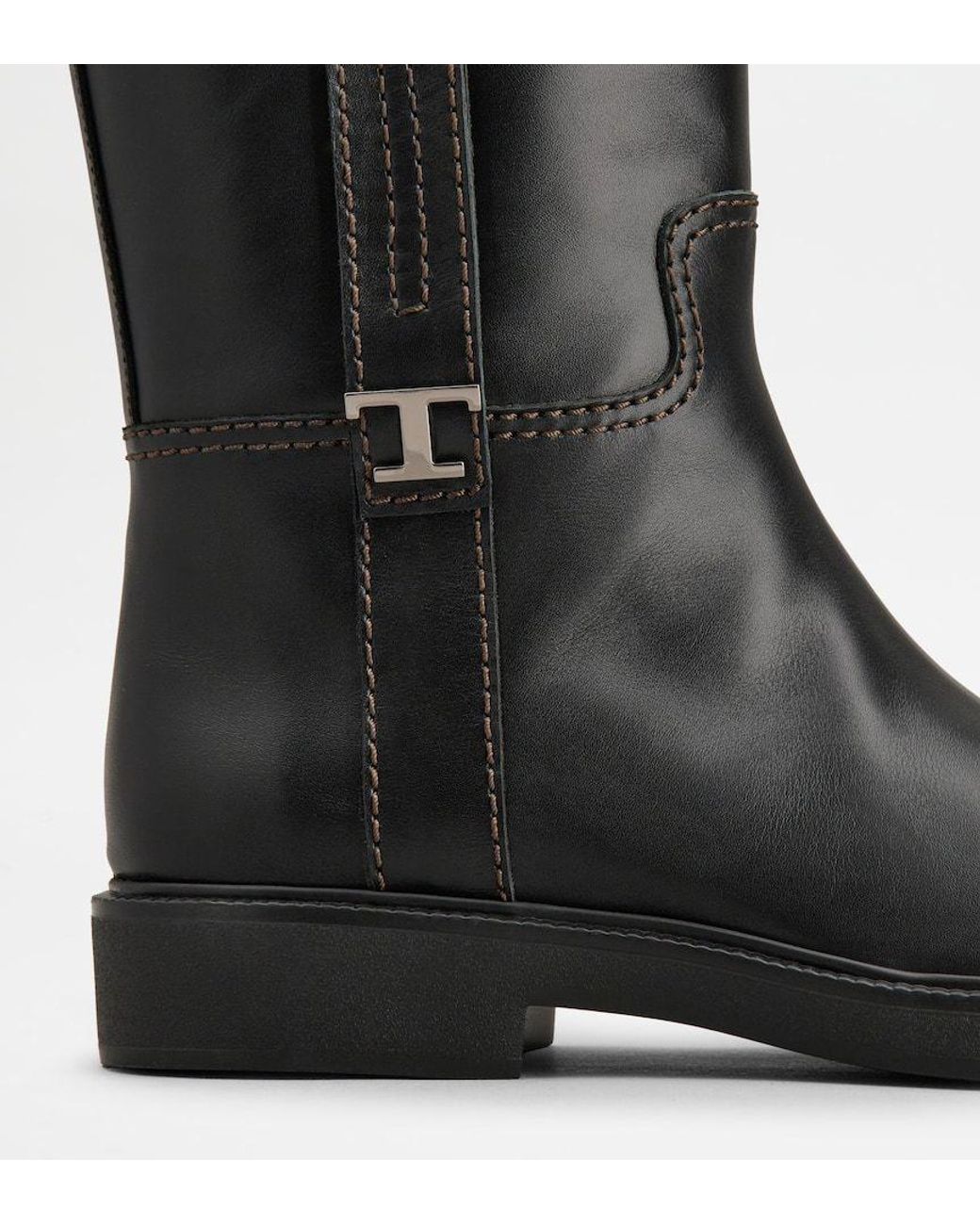 Tod's Black Round Toe Ankle Boots