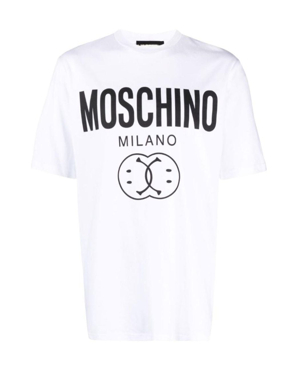 Moschino White Logo Printed Crewneck T-Shirt for men