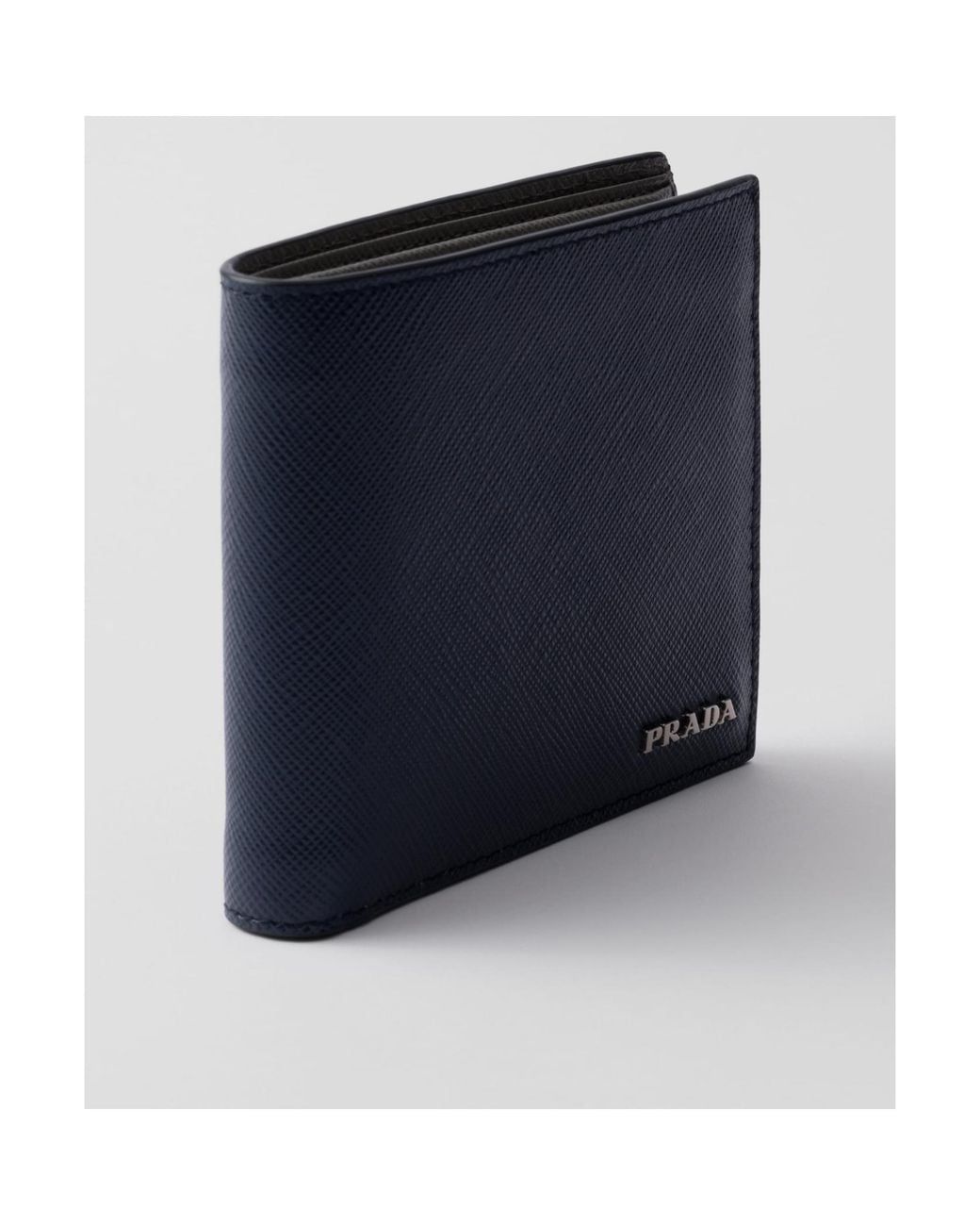 Prada Blue Saffiano Leather Wallet With Coin Purse for men