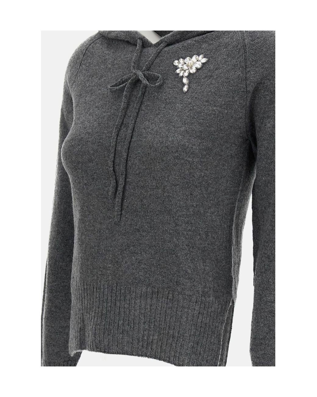 Simone Rocha Gray Knitted Hoodie