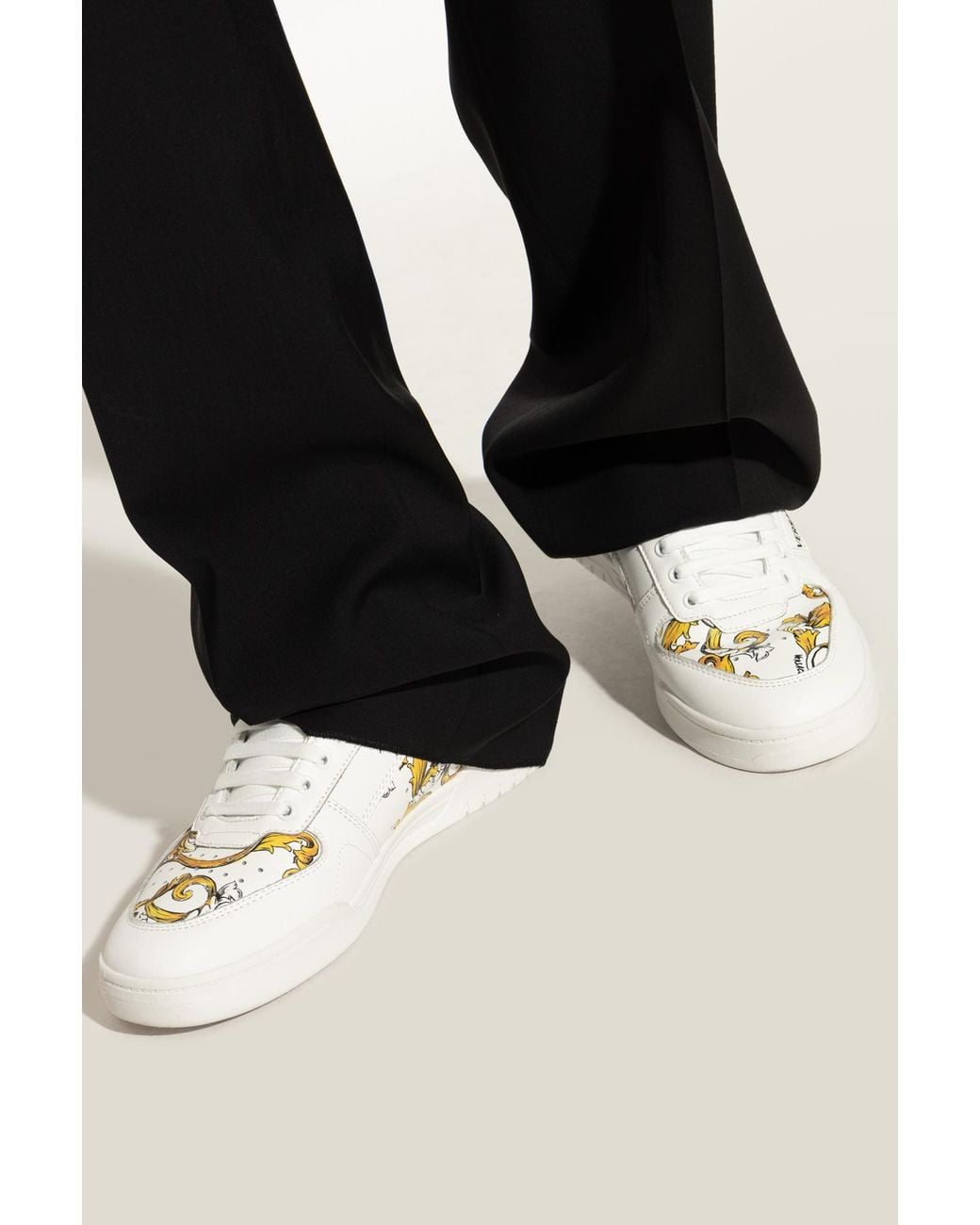 Versace Jeans White Couture Baroque Print Sneakers for men