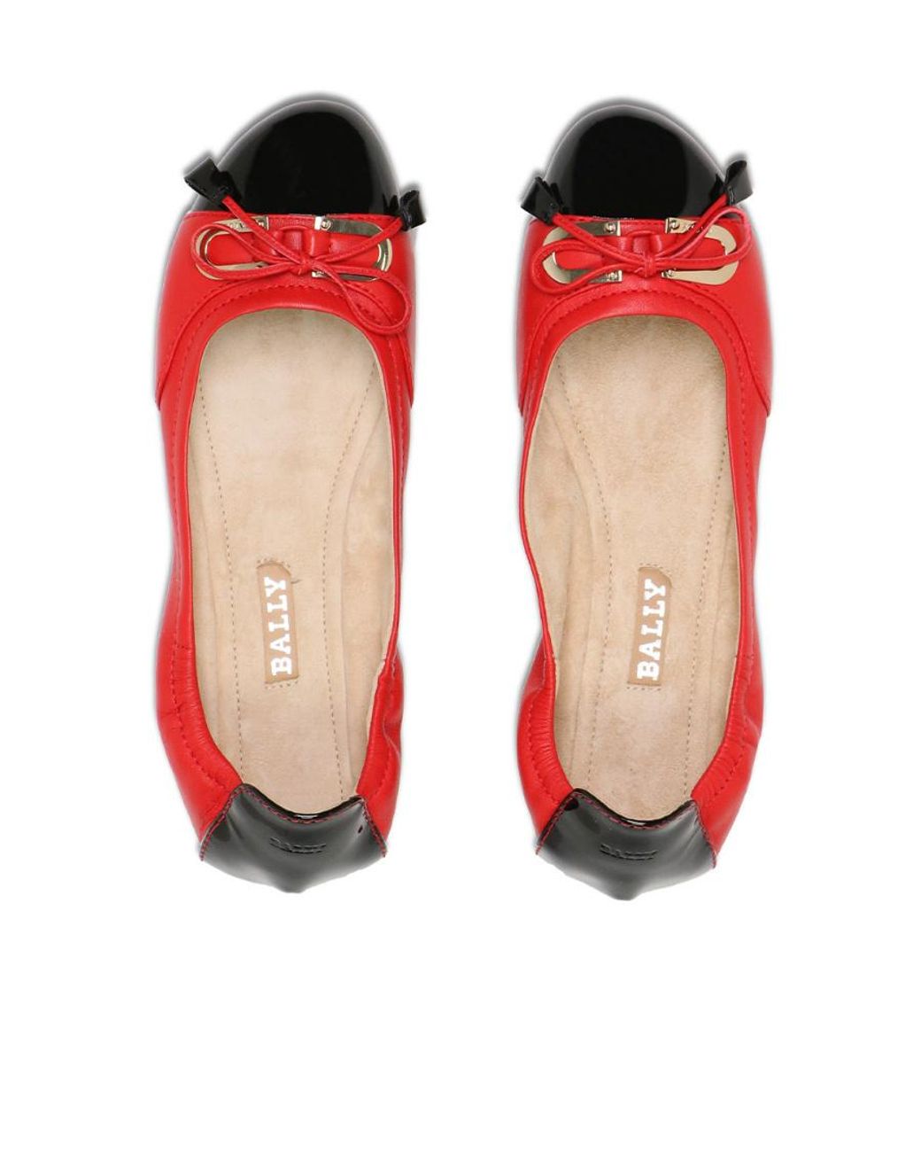 Bally Red Panelled Detail Ballet Flats