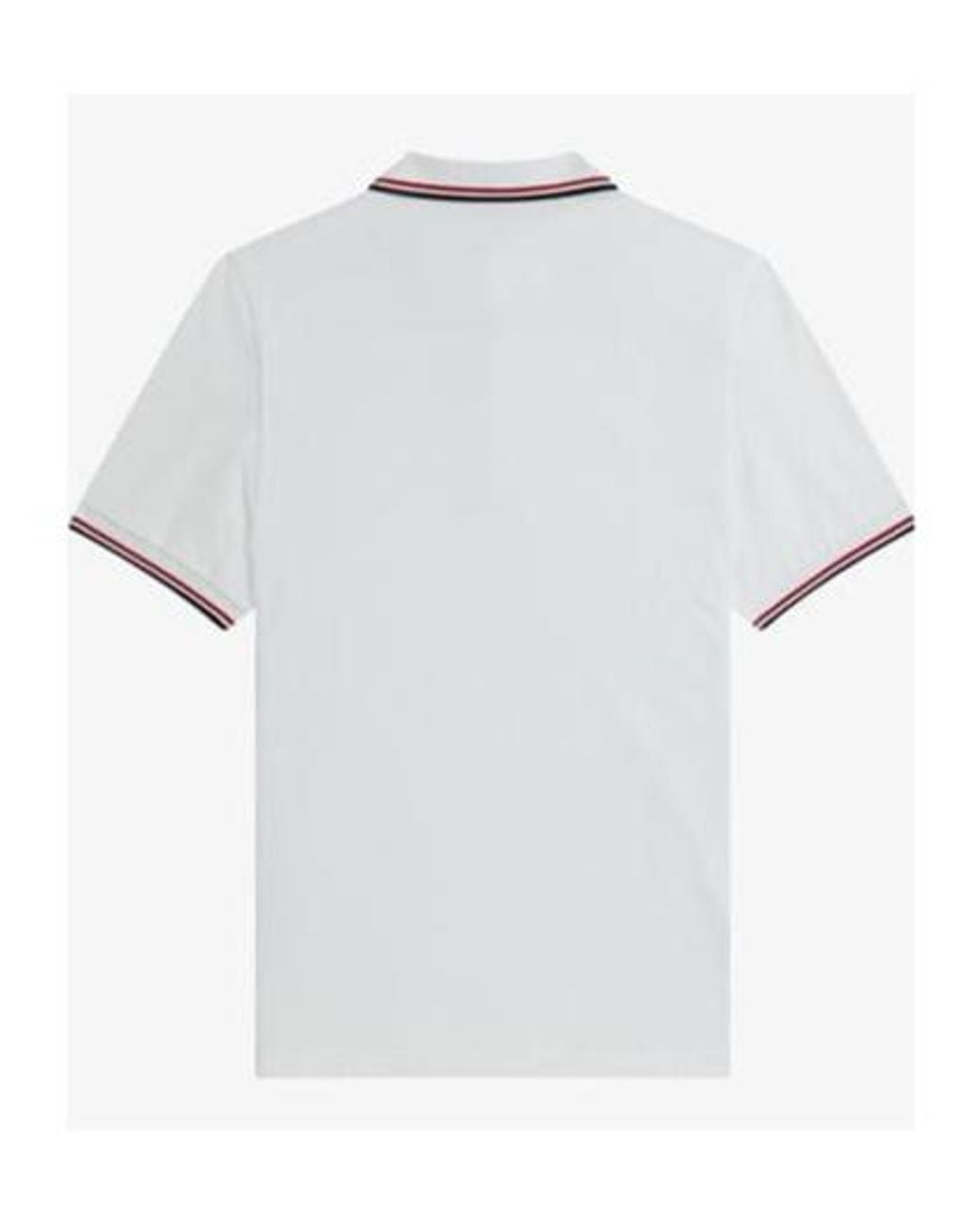 Fred Perry White Short Sleeve Twin Tipped Polo Shirt for men