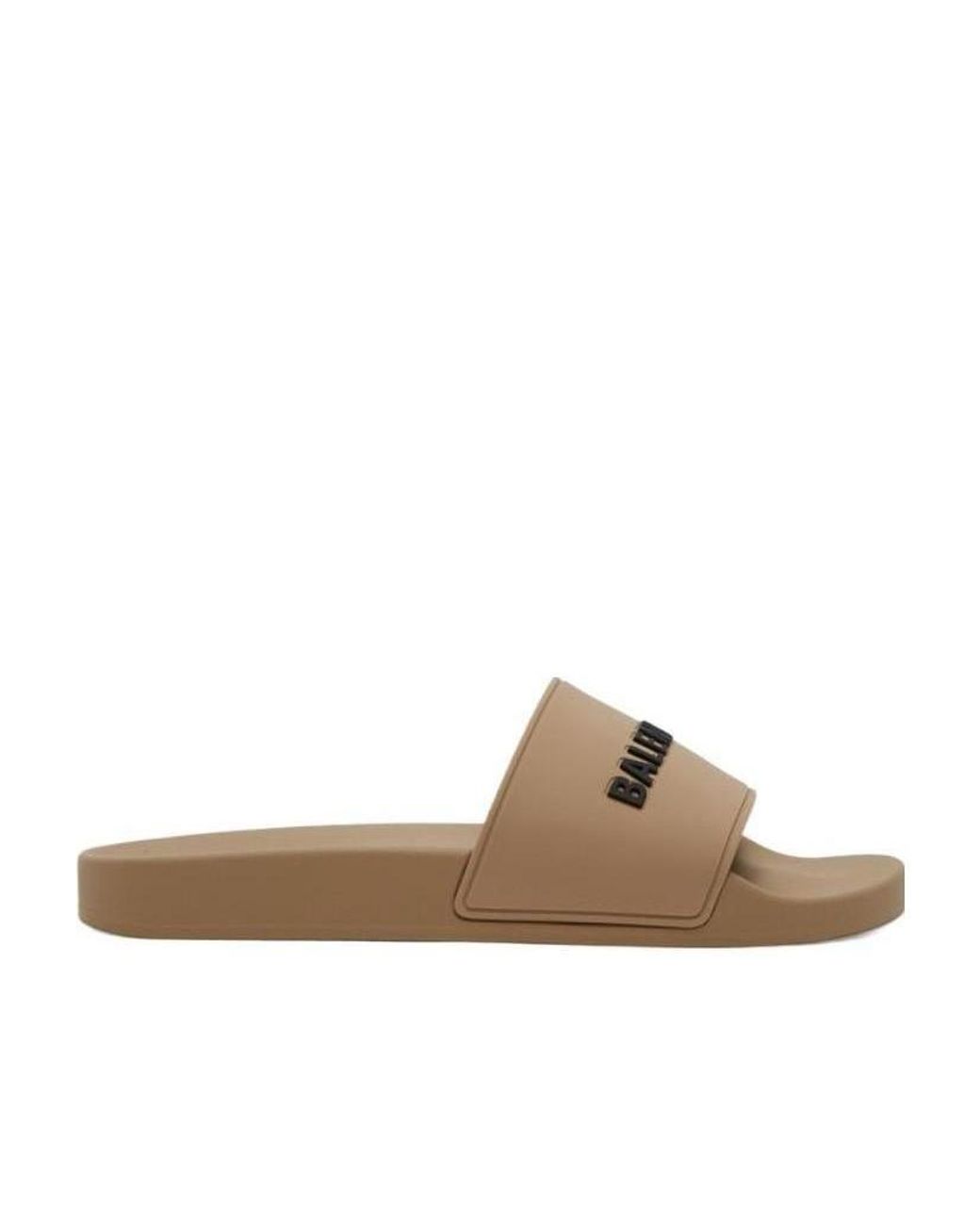 Balenciaga Brown Logo Printed Pool Slides for men