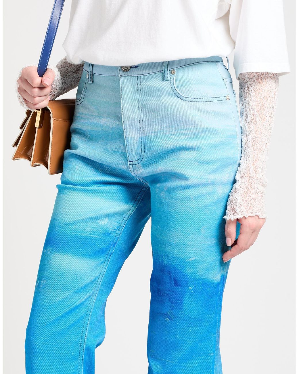Marni Blue Tie-Dyed Flared Jeans