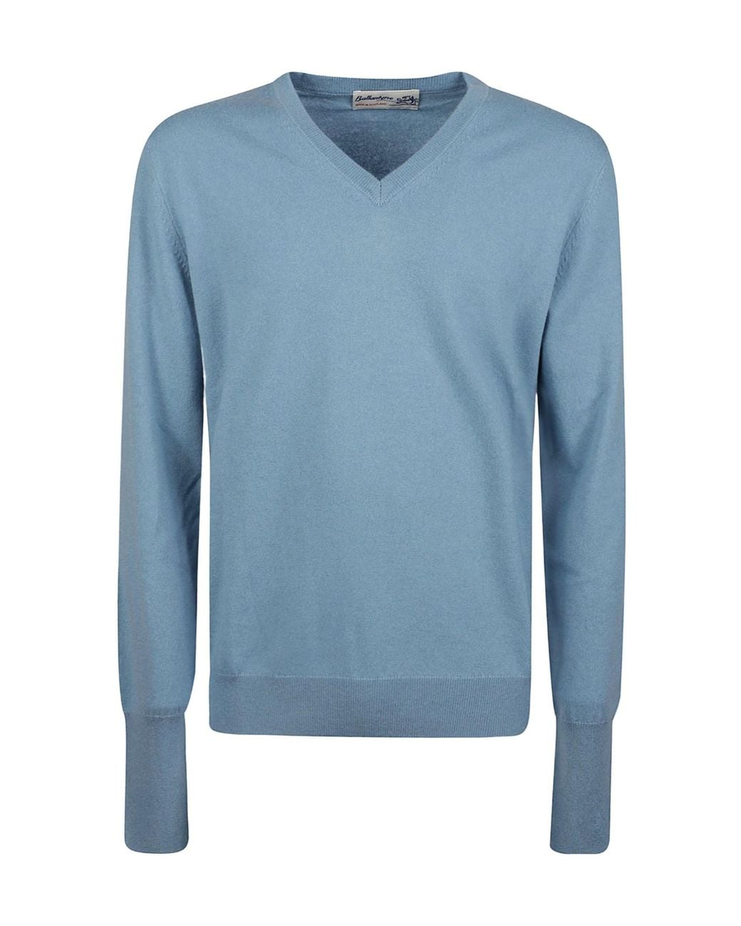Ballantyne Blue V-Neck Knitted Jumper for men