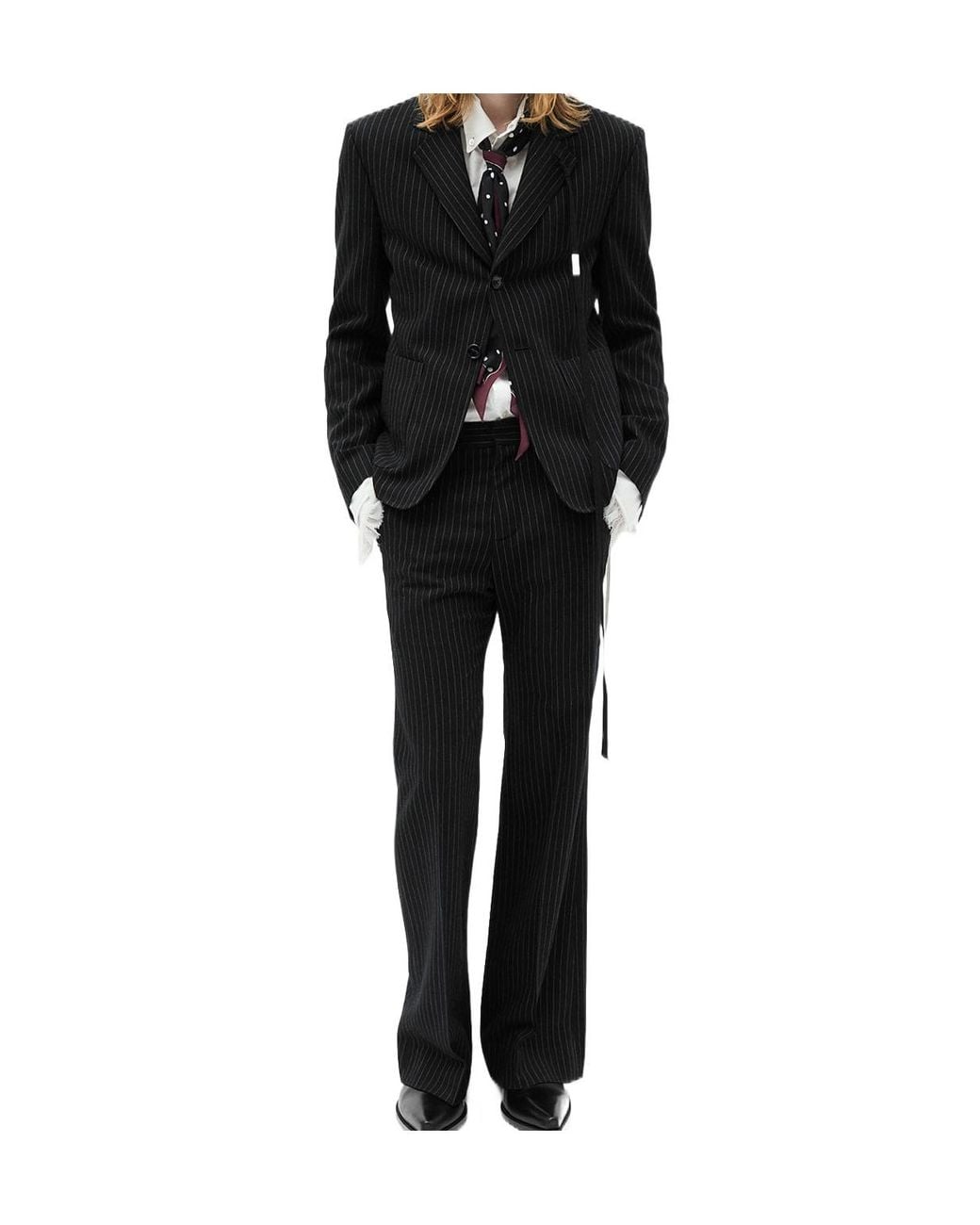 Ann Demeulemeester Black Rami Pinstripe-Pattern Blazer for men
