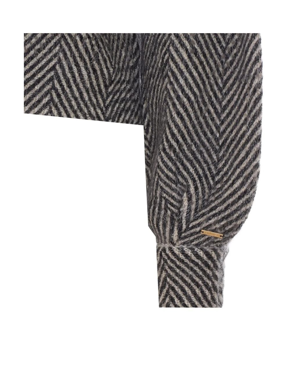 Twinset Gray Cropped Balloon-Sleeve Cardigan