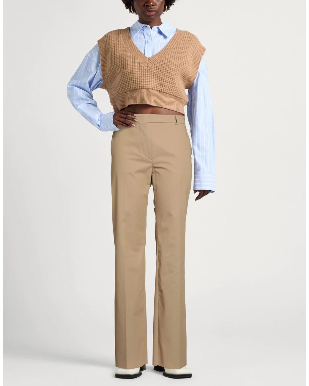 Sportmax Natural Solid-Color Straight-Leg Pants