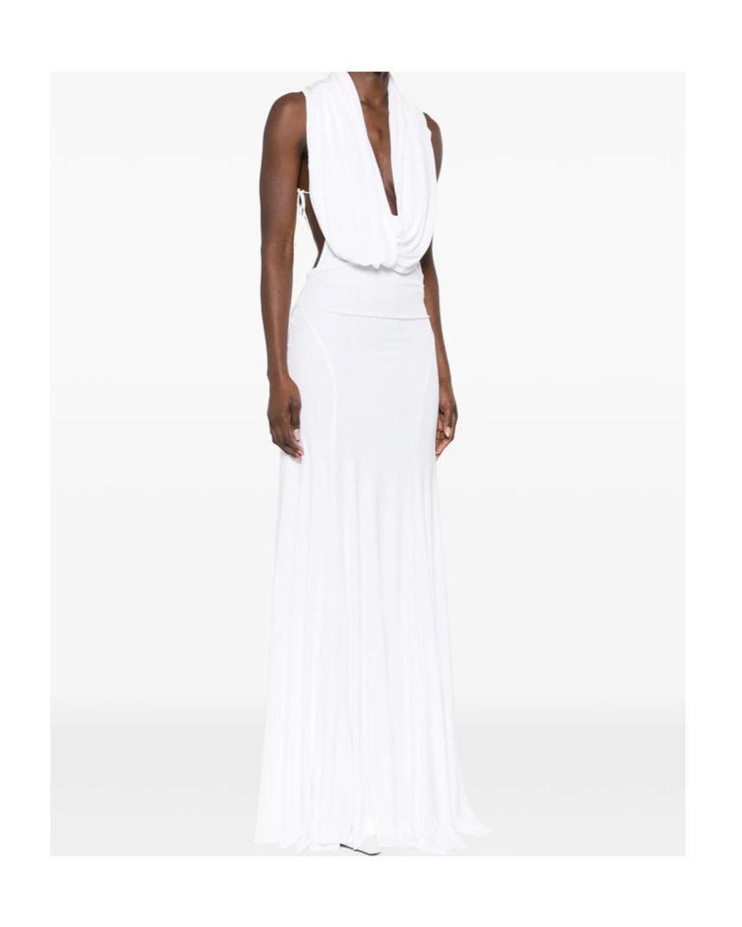 Christopher Esber White Draped Cut-Out Maxi Dress