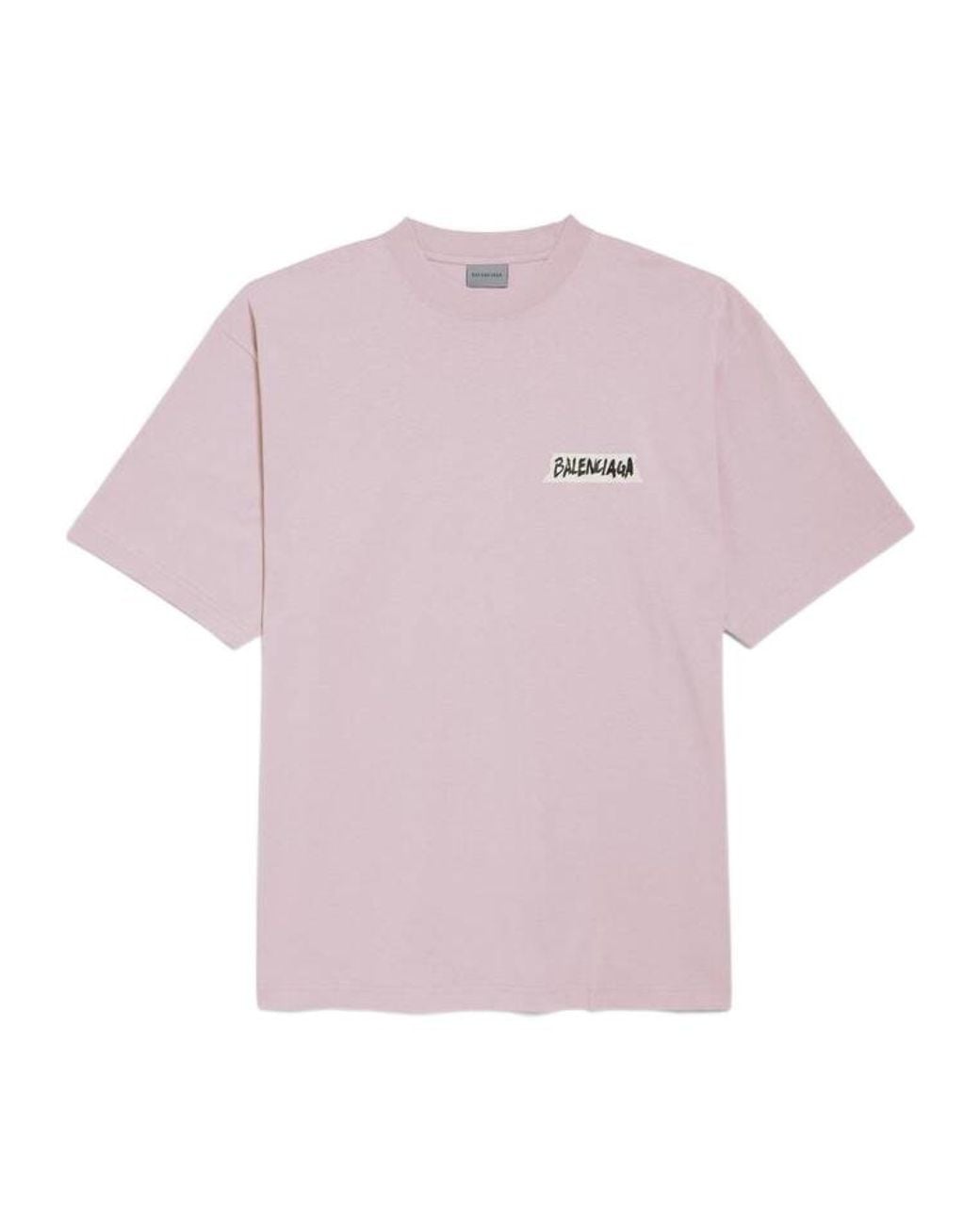 Balenciaga Pink T-Shirt Masking Tape Vestibilità Media