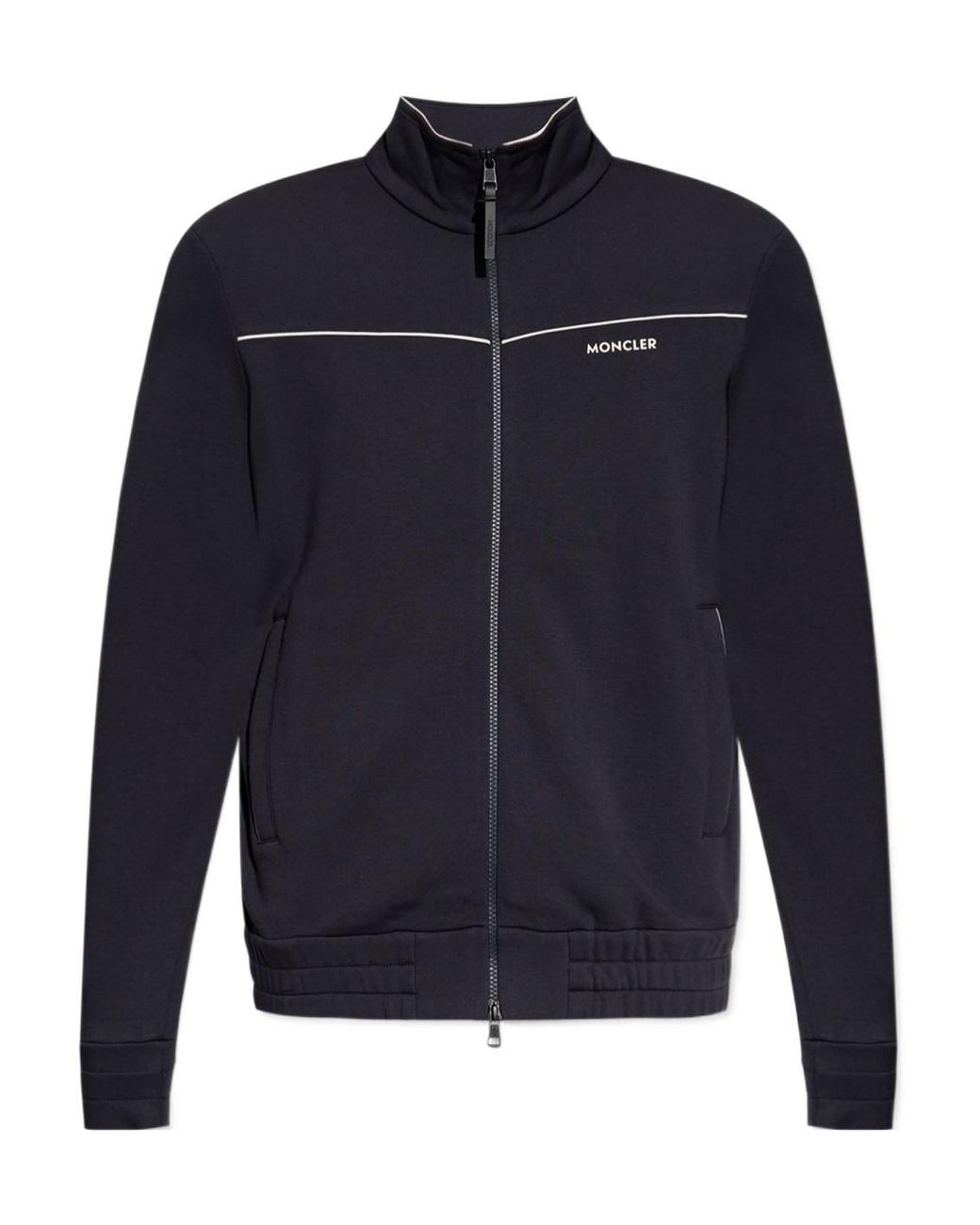 Moncler Blue Zip-Up High Neck Sweatshirt for men