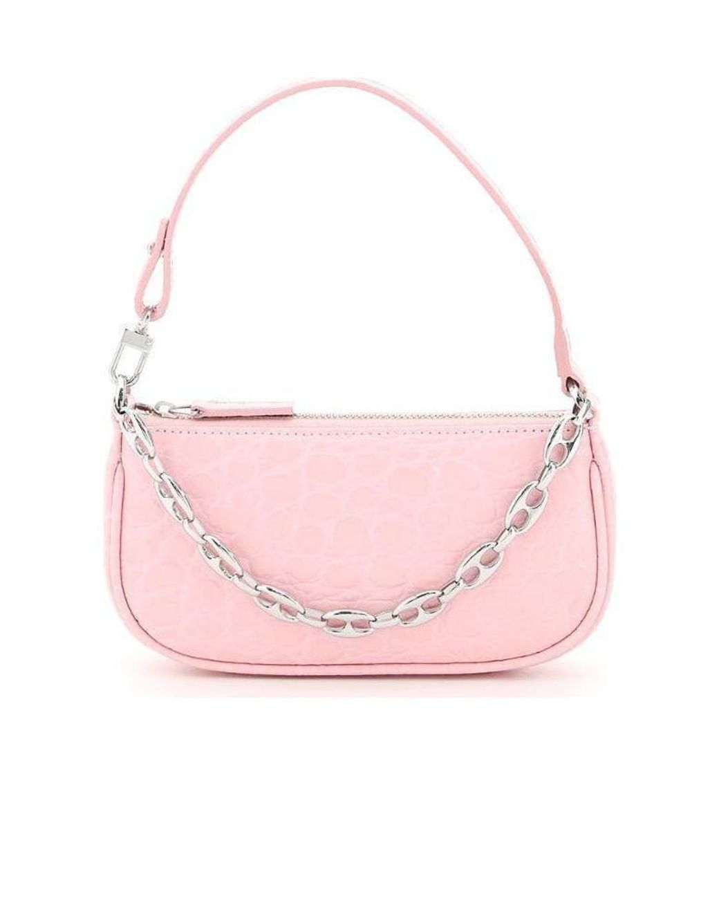 By Far Pink Mini Rachel Pebbled Shoulder Bag