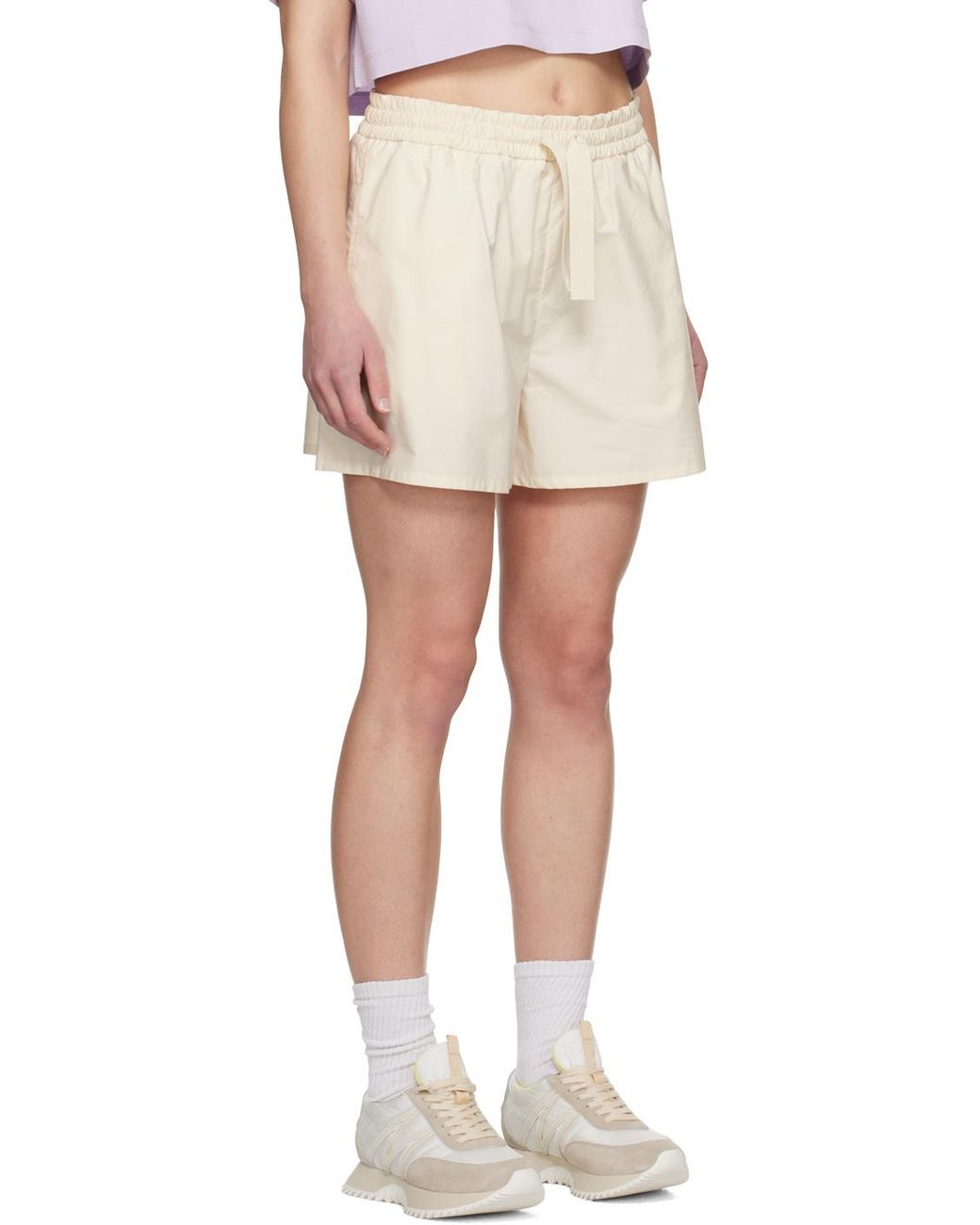 Moncler White Elastic Waistband Flared Shorts
