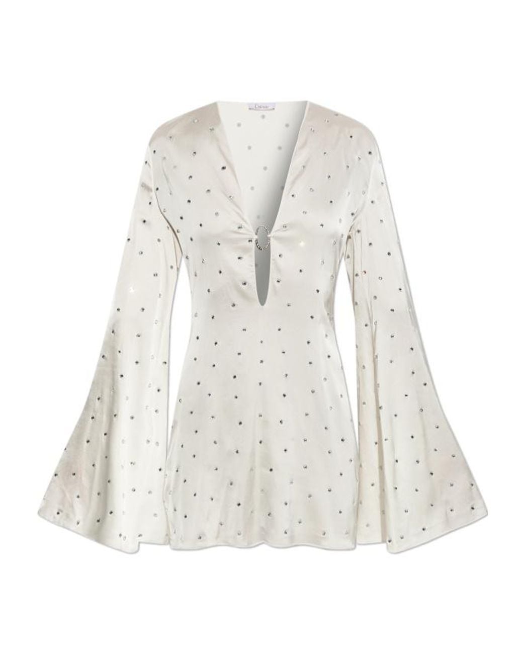 Oseree White Oséree Crystal-Embellished Mini Dress