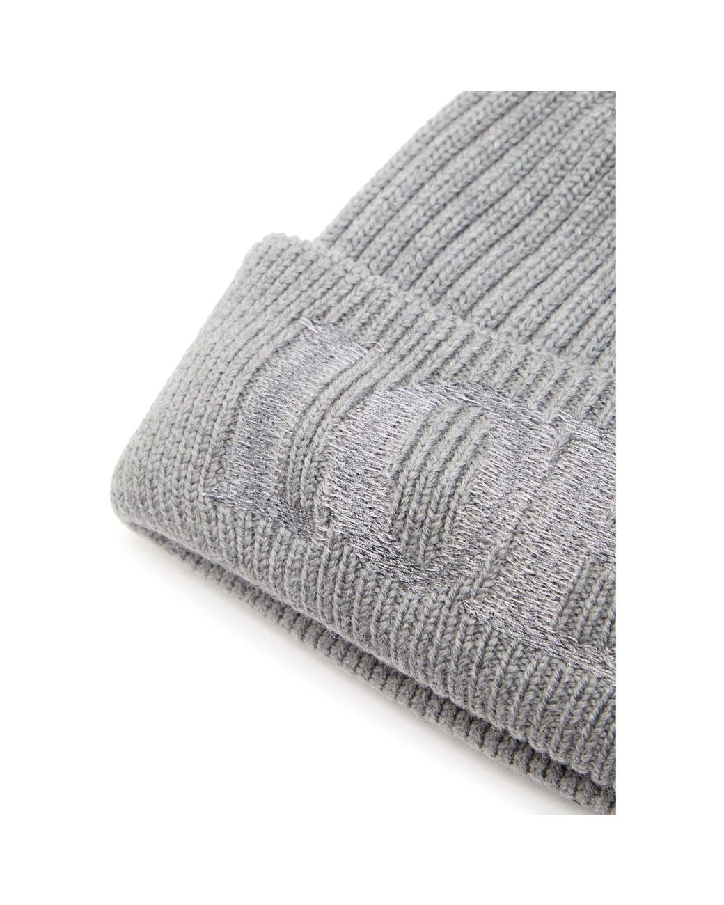 Loewe Gray Cuffed Logo Wool Hat for men