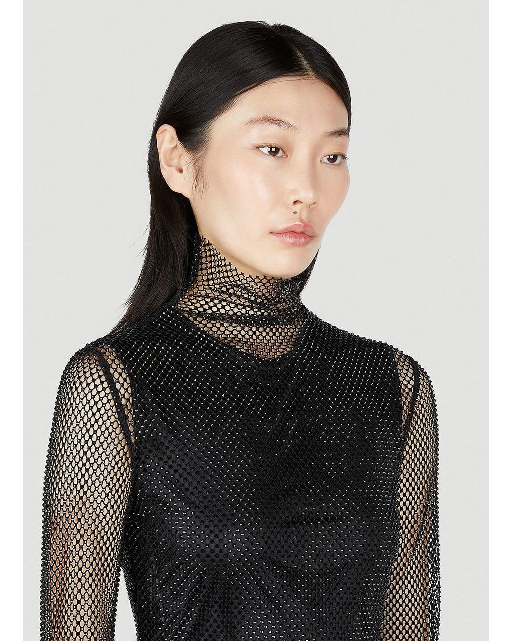 Sportmax Black High Neck Mesh Top
