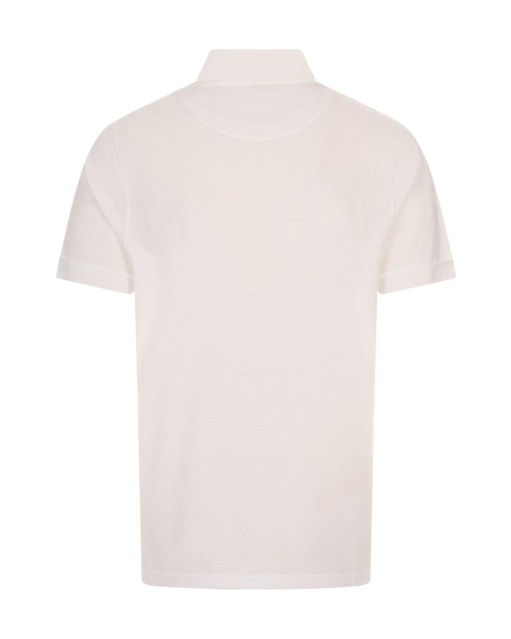 Kiton White Zip Cotton Polo Shirt for men