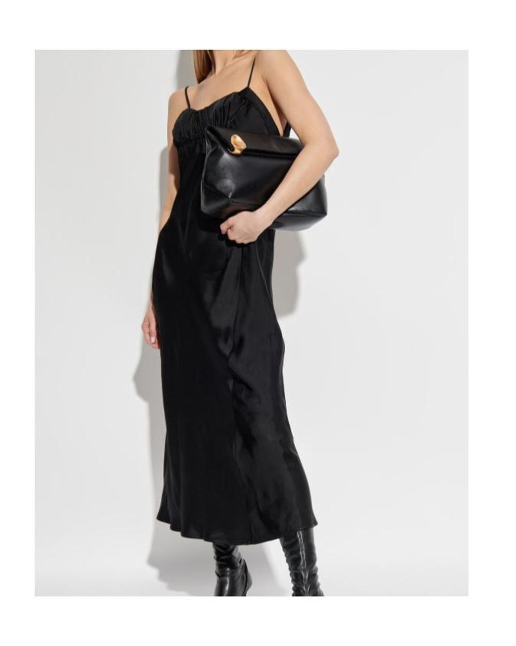 Jil Sander Black Spaghetti Strap Midi Dress