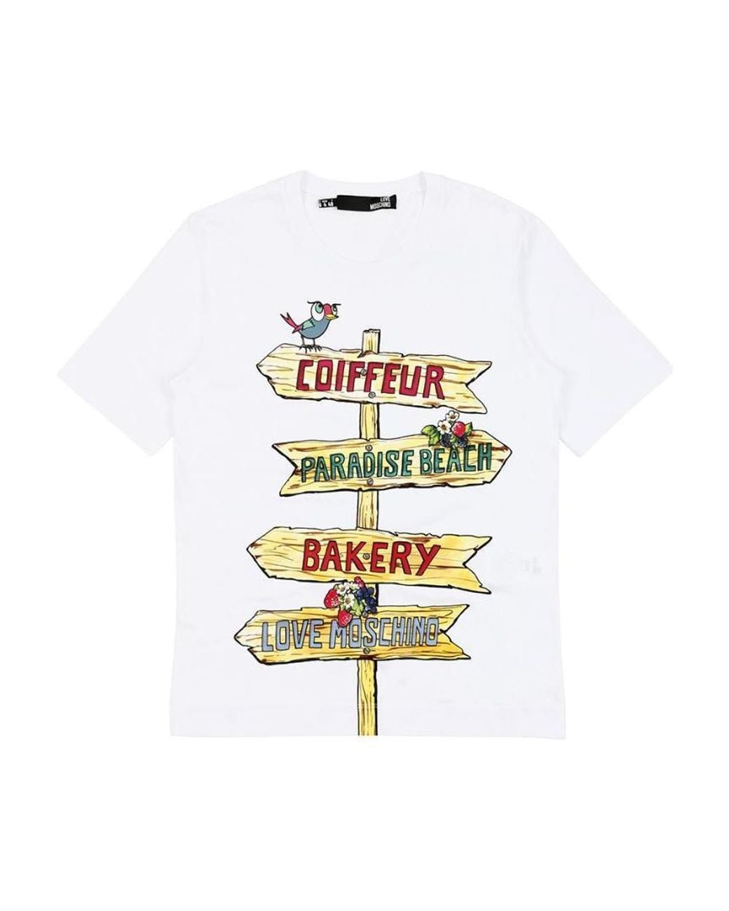Moschino White Printed T-Shirt With Round Neck