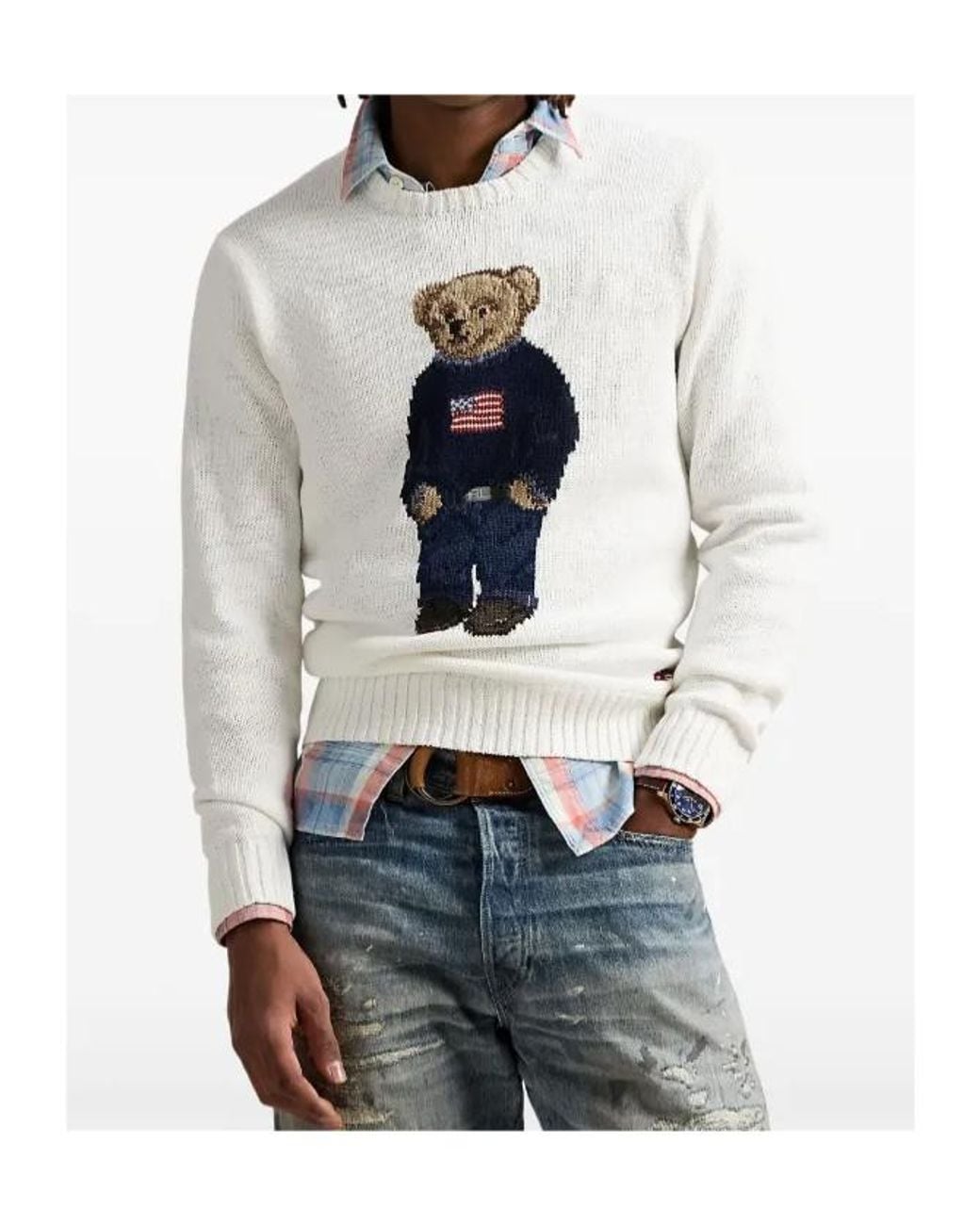 Polo Ralph Lauren White Polo Bear Knitted Jumper for men