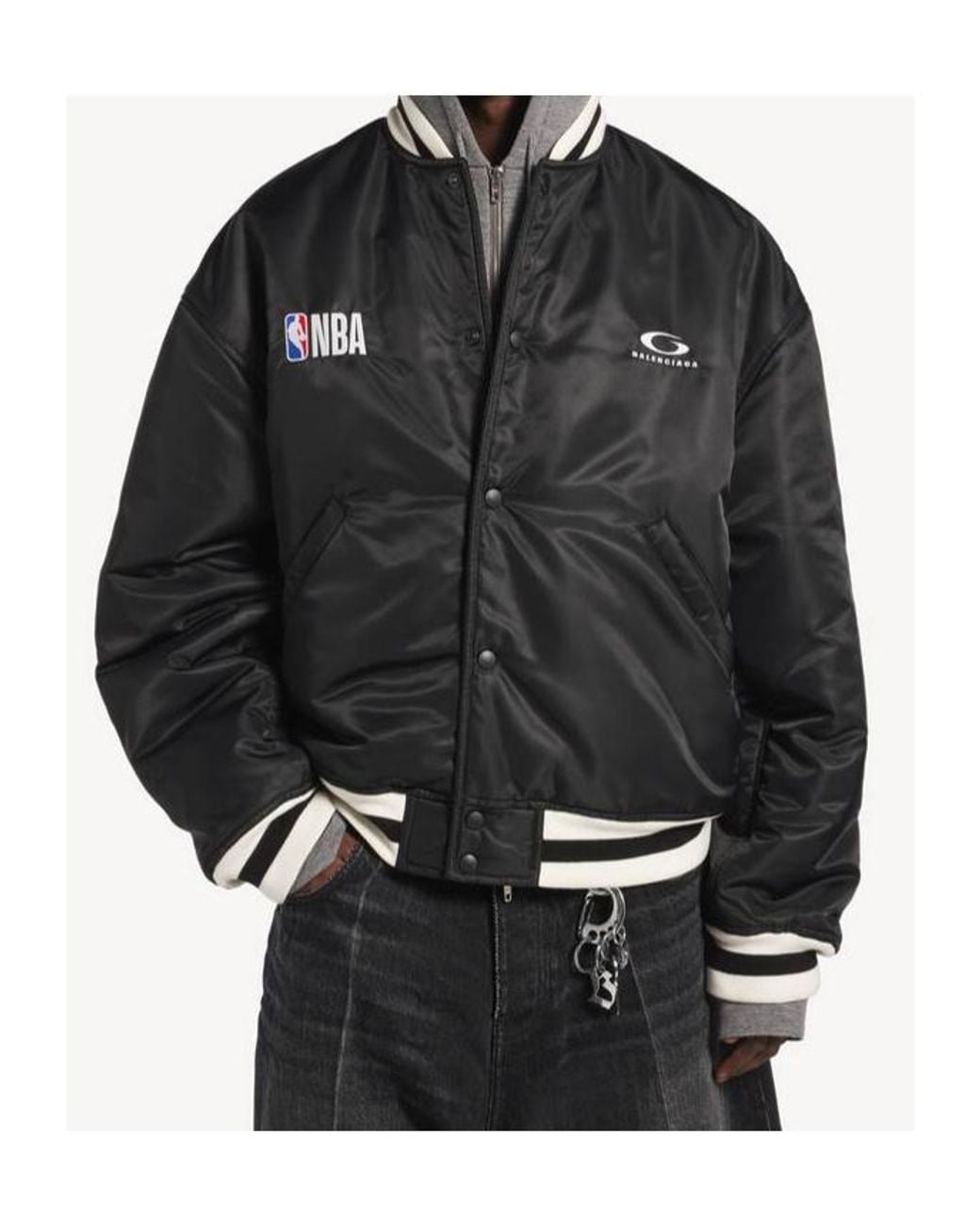 Balenciaga Black Nba Logo Bomber Jacket for men