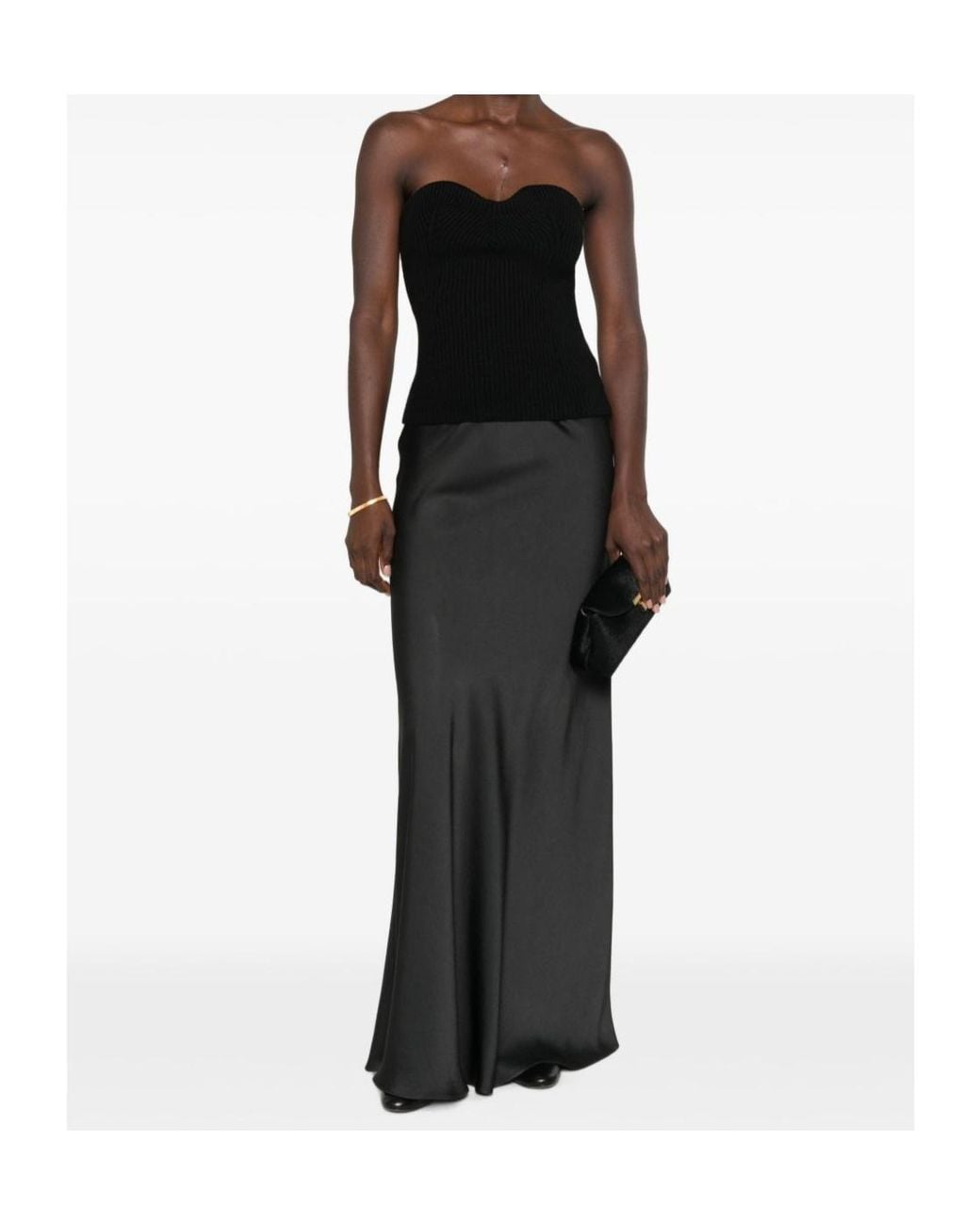 Fabiana Filippi Black Enver Satin Maxi Skirt